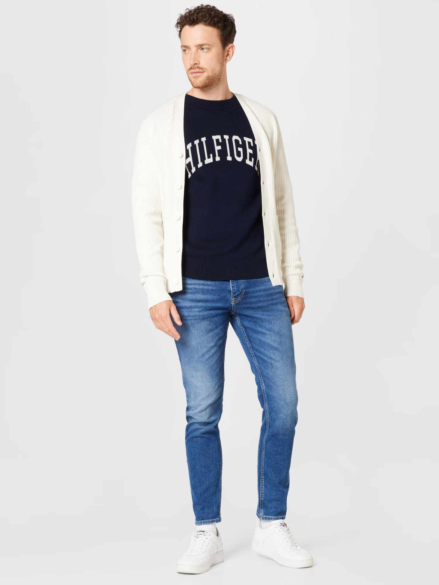 TOMMY HILFIGER Majica 'VARSITY' temno modra / bela - Pepit.si