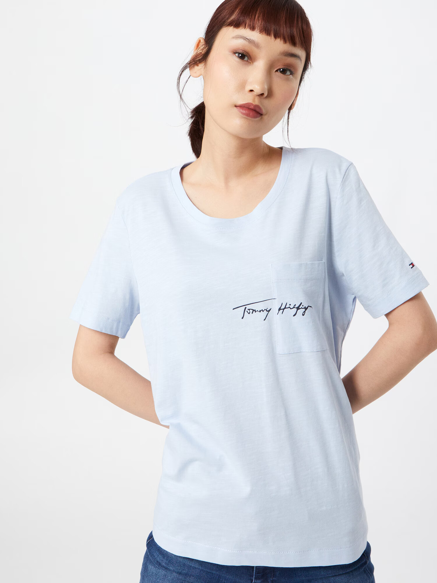 TOMMY HILFIGER Majica ' X ABOUT YOU OPEN-NK TEE' modra - Pepit.si