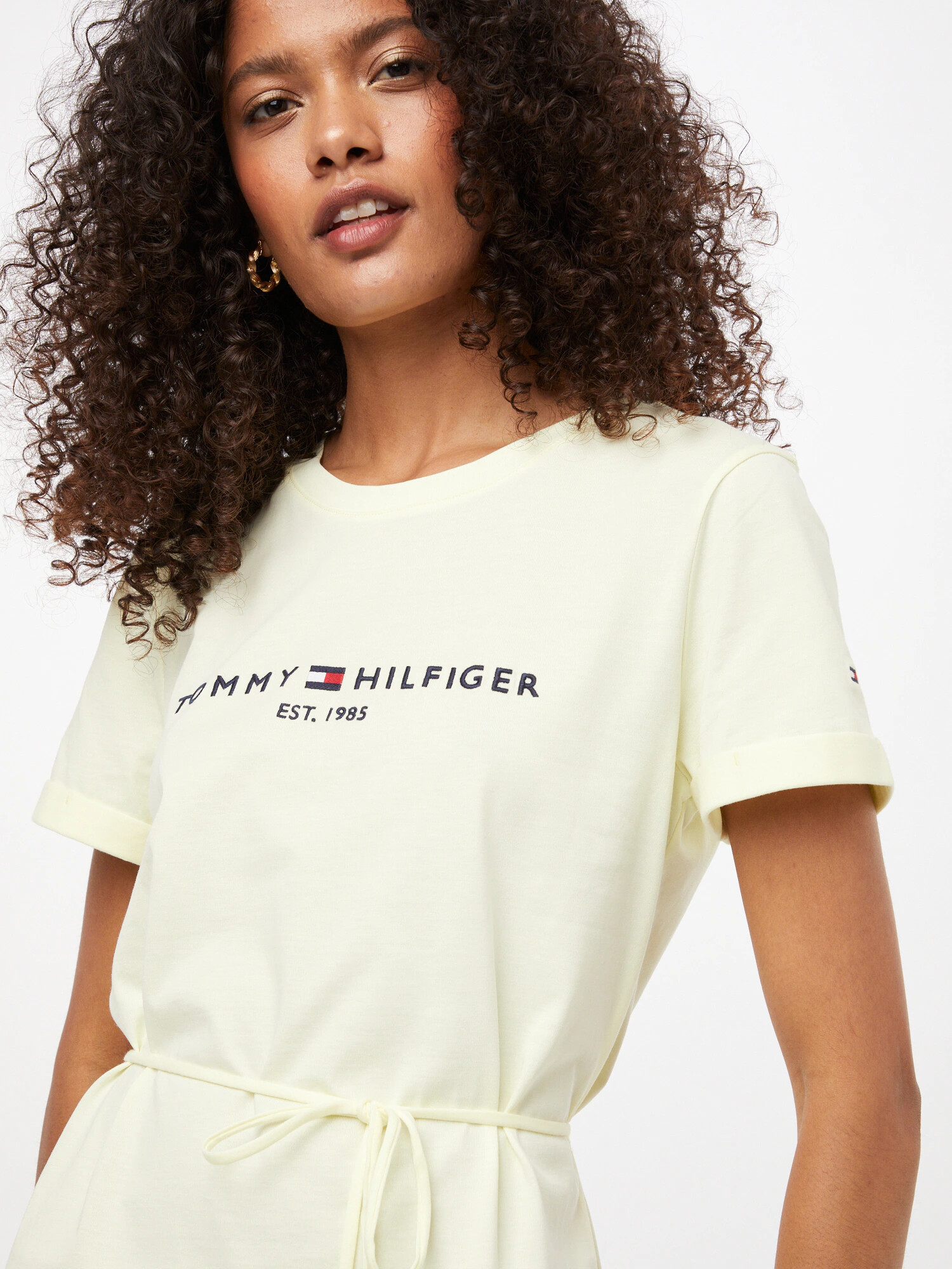 TOMMY HILFIGER Obleka nočno modra / pastelno rumena / rdeča - Pepit.si