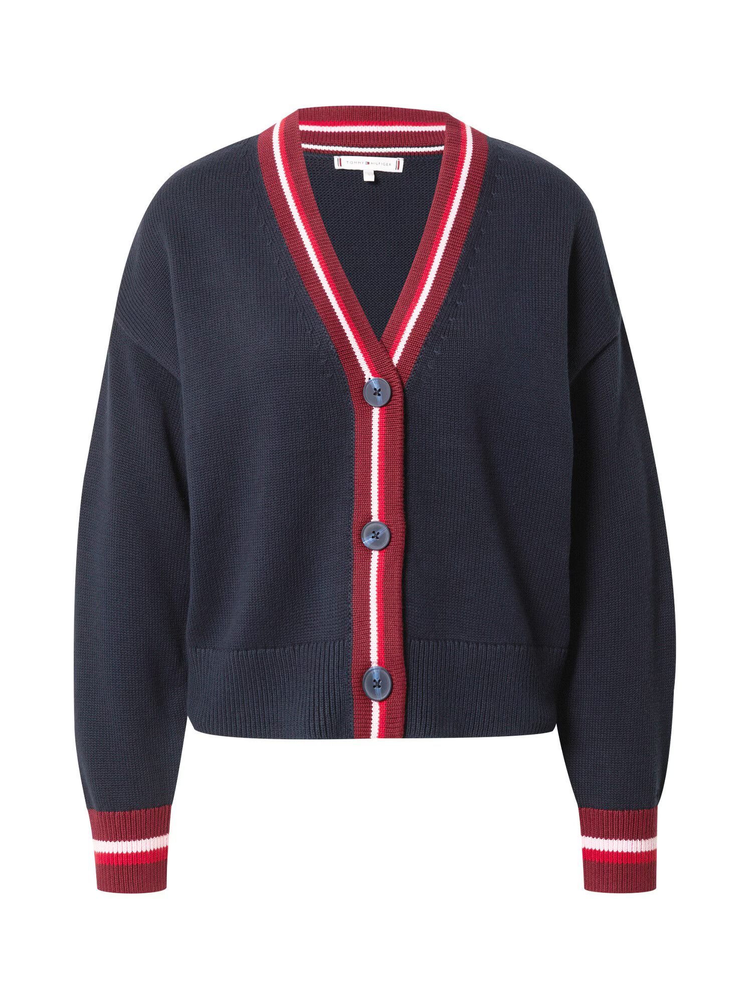 TOMMY HILFIGER Pletena jopa marine / bordo / temno rdeča / bela - Pepit.si