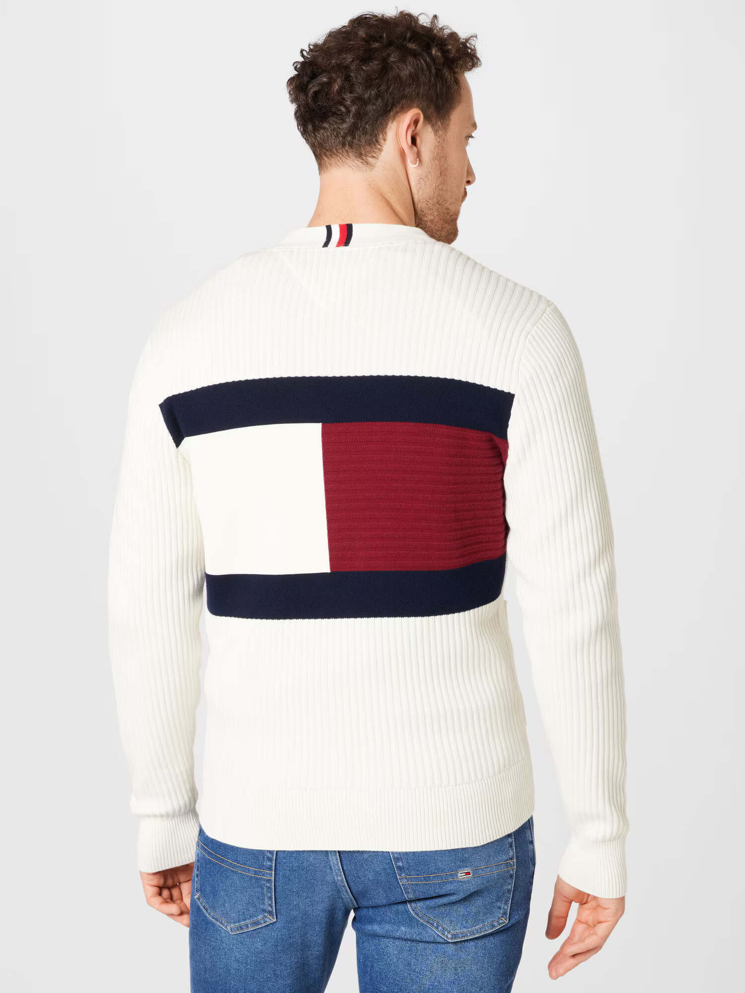 TOMMY HILFIGER Pletena jopa slonovina / marine / krvavo rdeča - Pepit.si