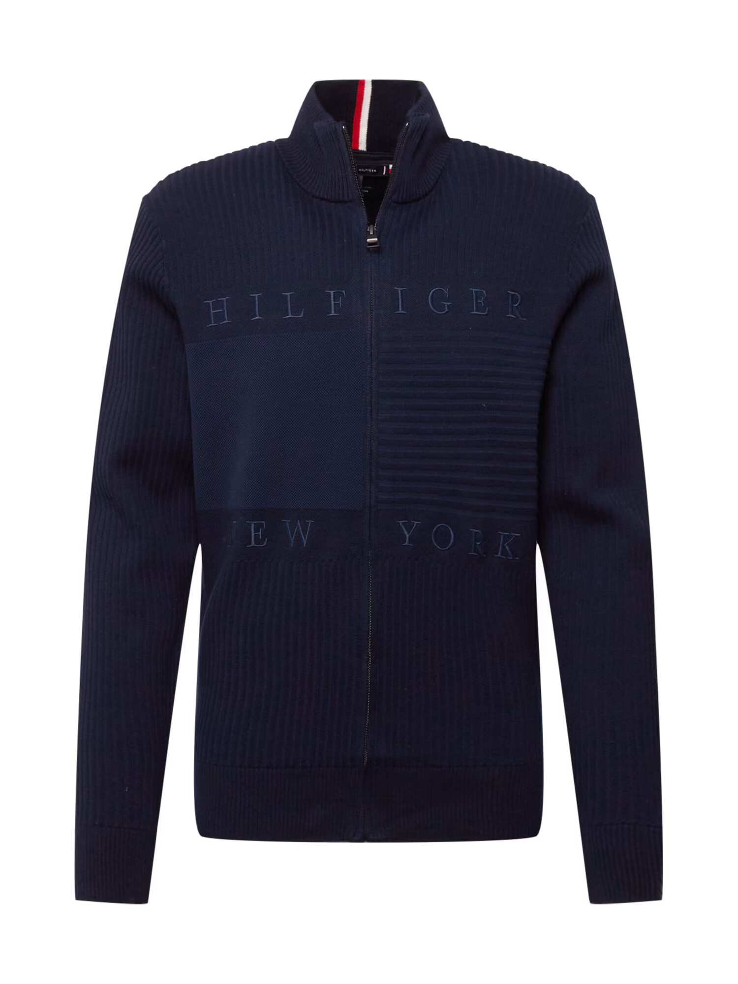 TOMMY HILFIGER Pletena jopa temno modra / ognjeno rdeča / bela - Pepit.si