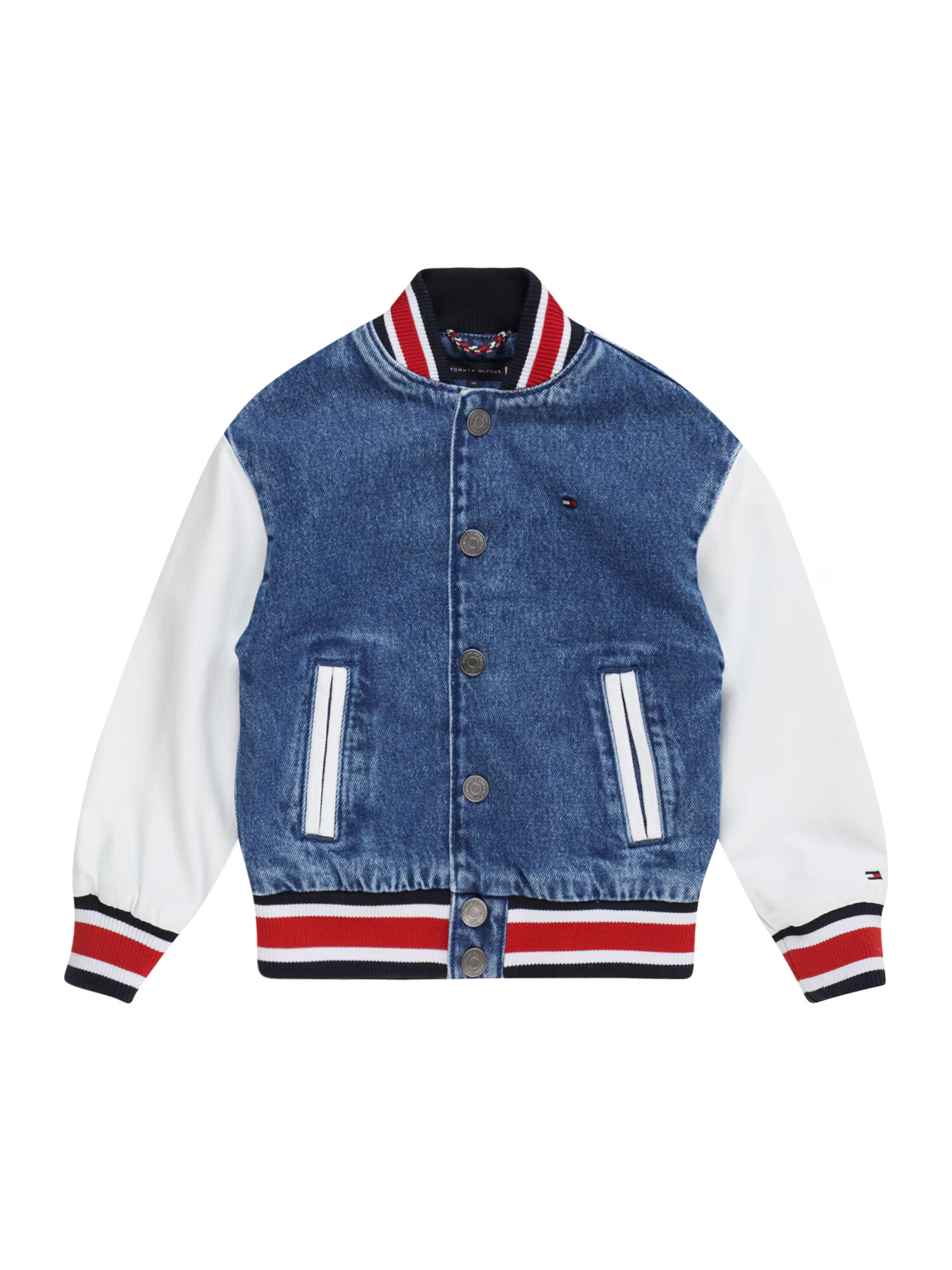 TOMMY HILFIGER Prehodna jakna mornarska / moder denim / rdeča / bela - Pepit.si