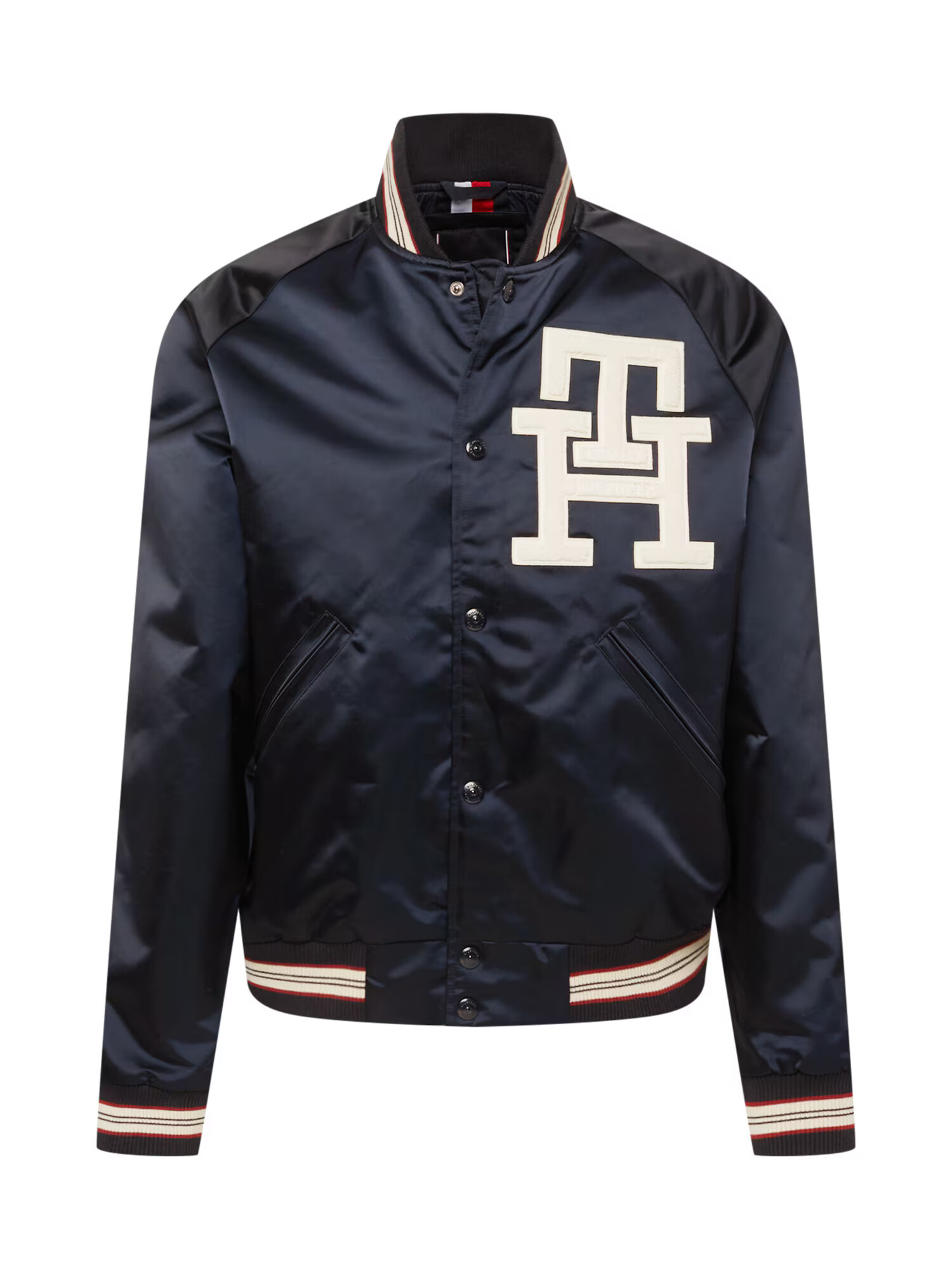 TOMMY HILFIGER Prehodna jakna 'VARSITY' nočno modra / rjava / bela - Pepit.si