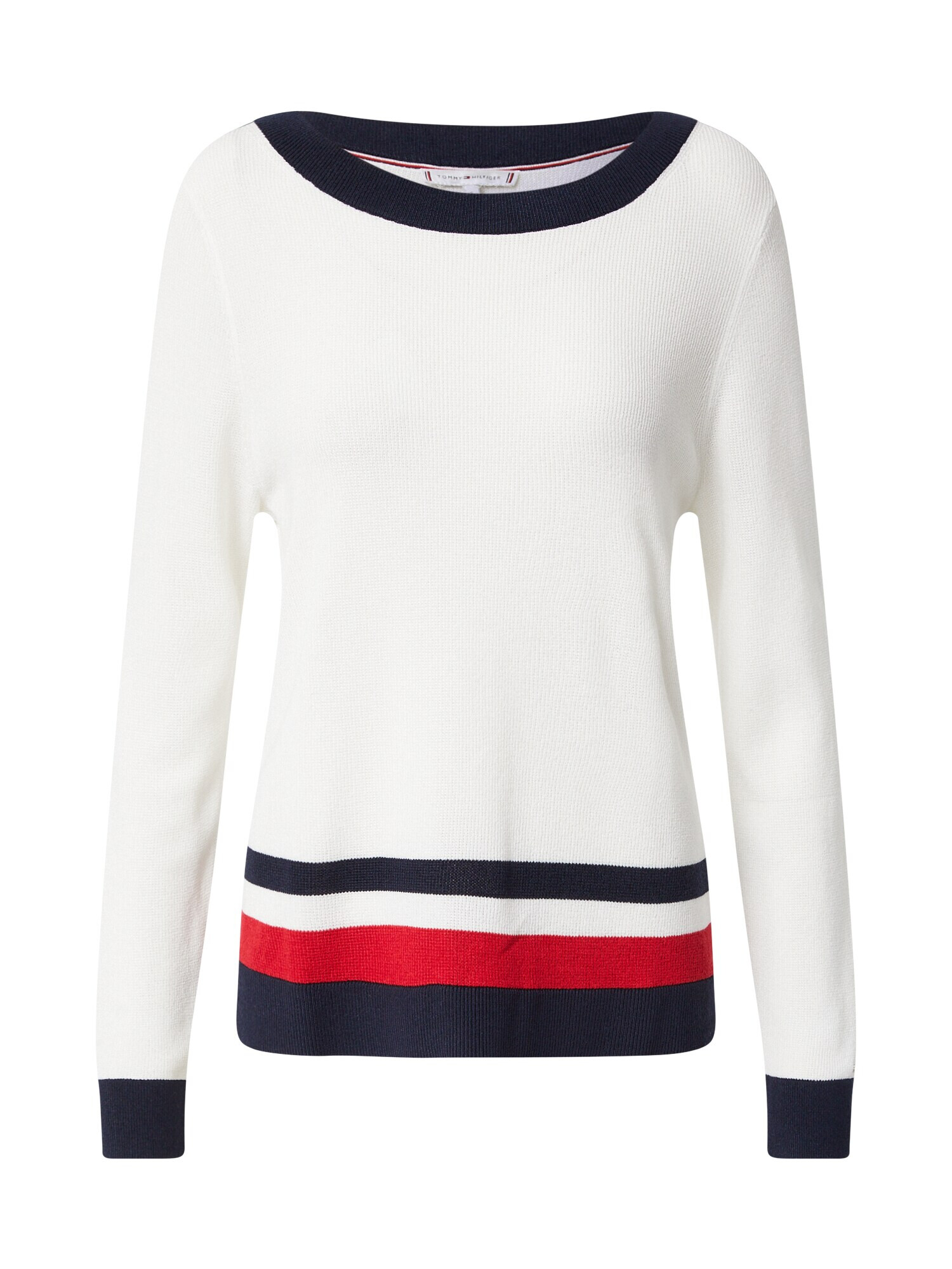 TOMMY HILFIGER Pulover bela / nočno modra / krvavo rdeča - Pepit.si