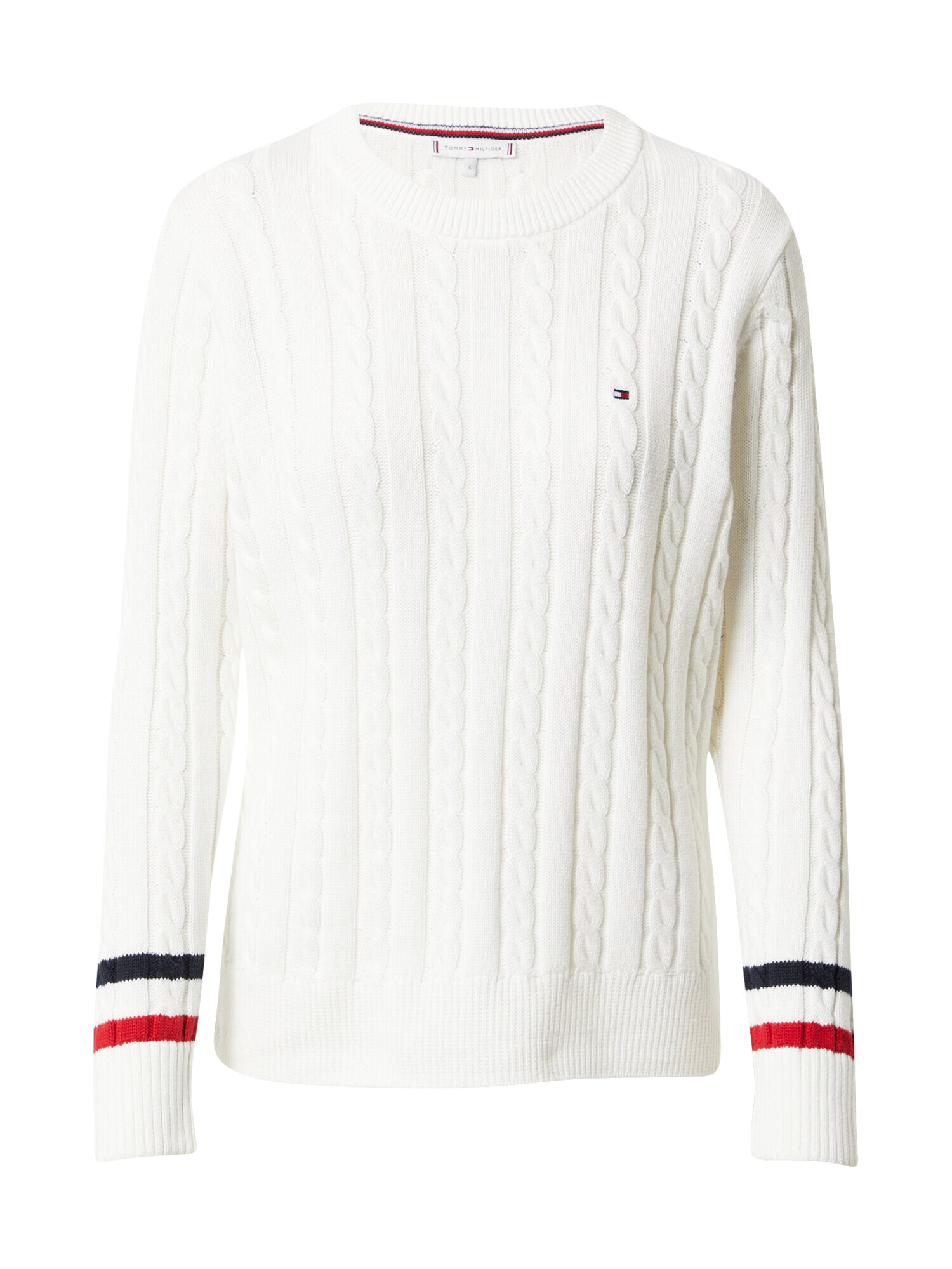 TOMMY HILFIGER Pulover bela / temno modra / ognjeno rdeča - Pepit.si