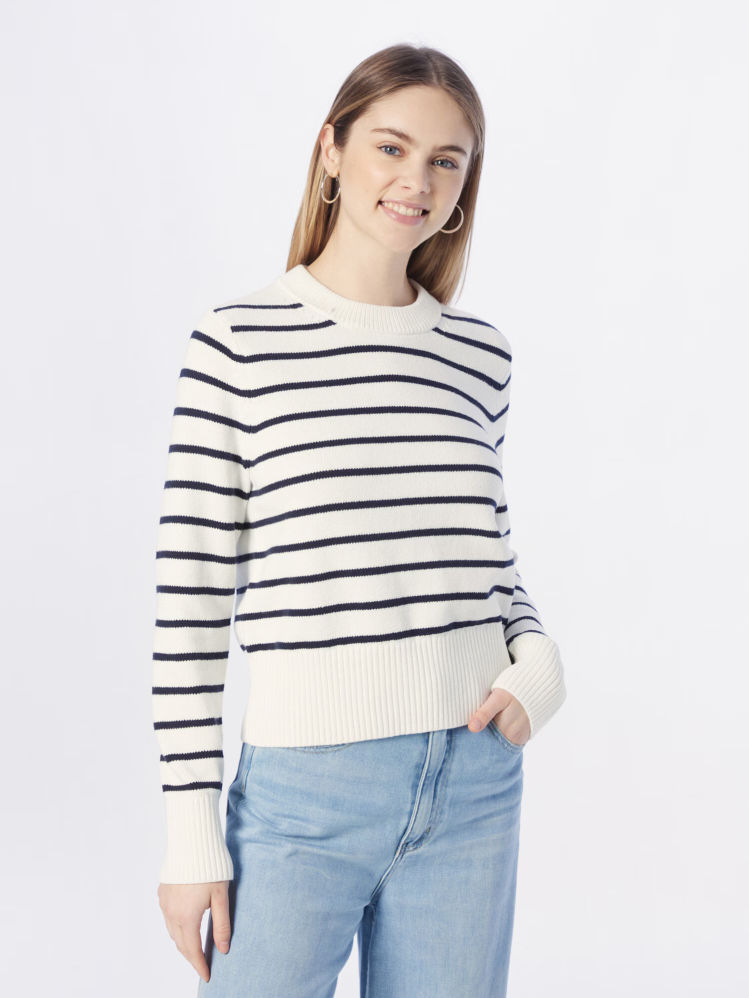 TOMMY HILFIGER Pulover 'Breton' marine / bela - Pepit.si