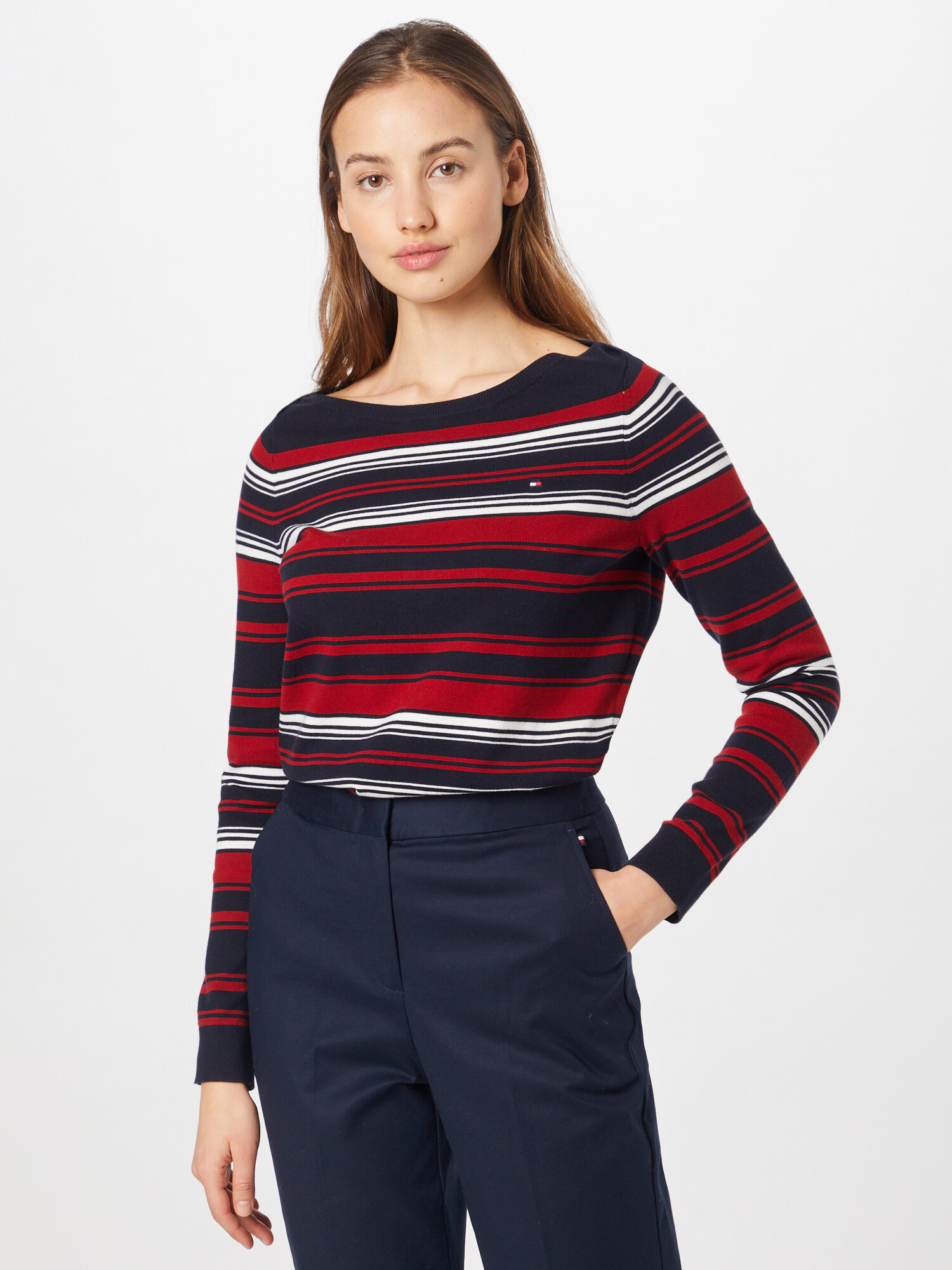 TOMMY HILFIGER Pulover 'Ivy' modra / rdeča / bela - Pepit.si