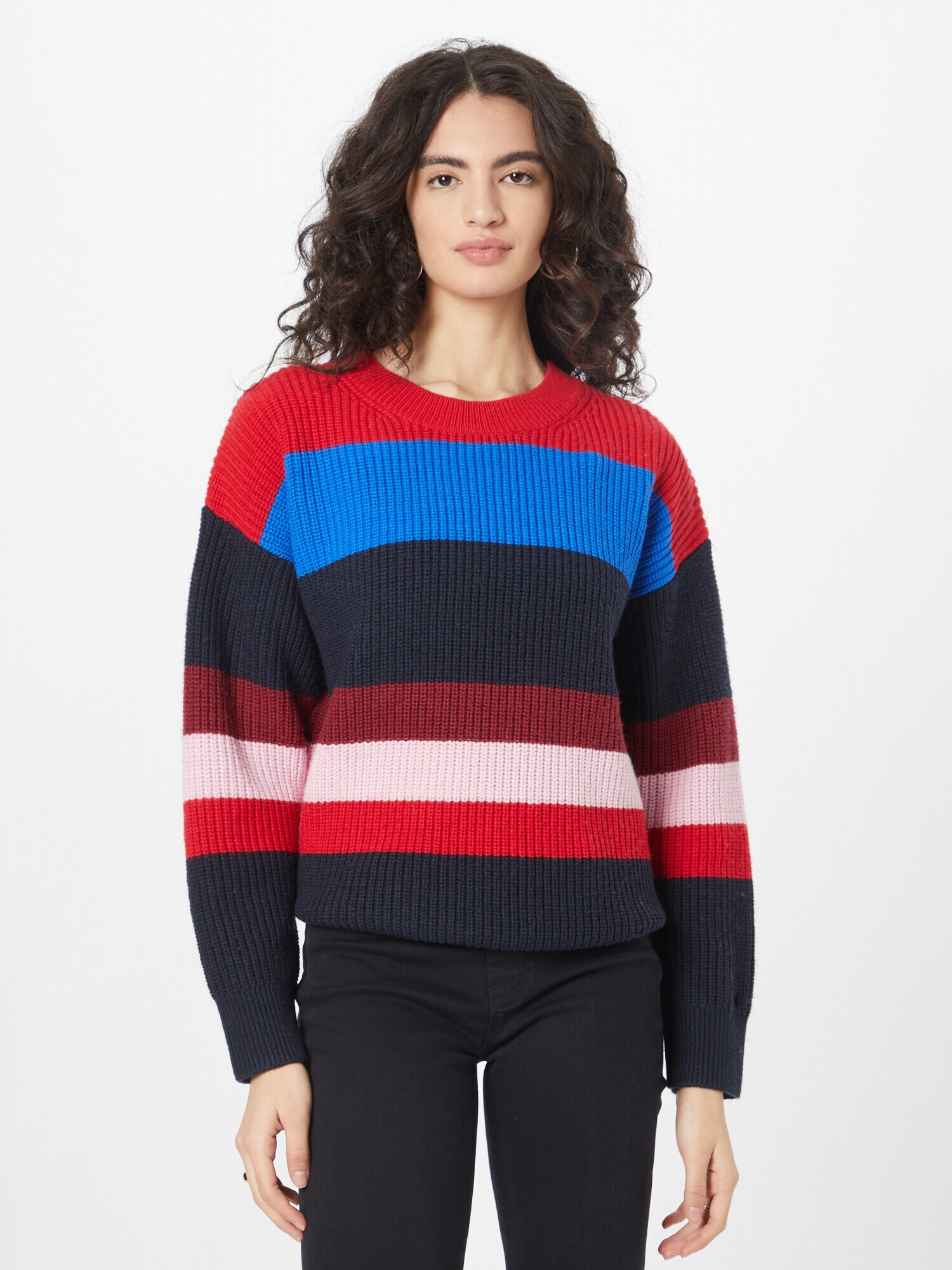 TOMMY HILFIGER Pulover modra / nočno modra / roza / rdeča - Pepit.si