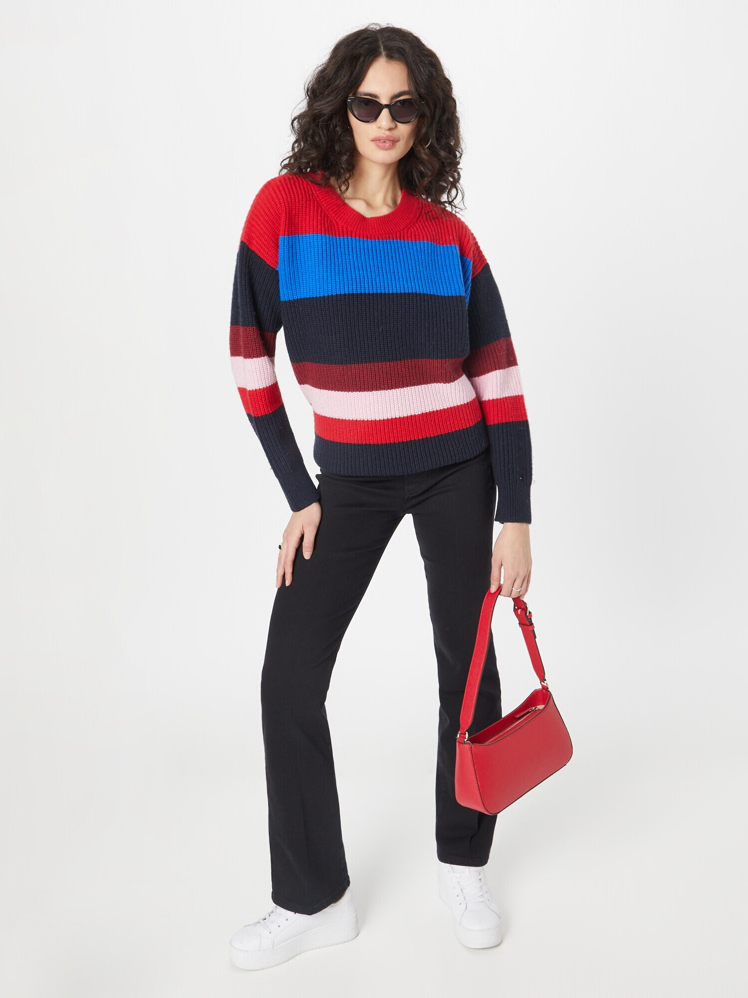 TOMMY HILFIGER Pulover modra / nočno modra / roza / rdeča - Pepit.si