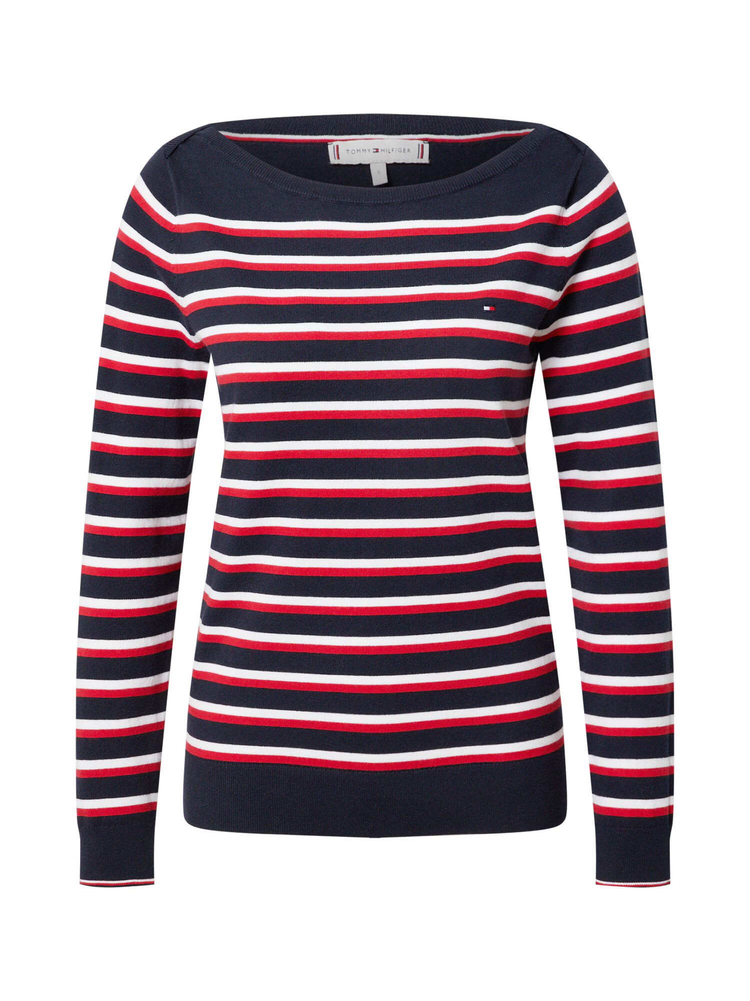 TOMMY HILFIGER Pulover 'Ivy' nočno modra / bela / rdeča - Pepit.si