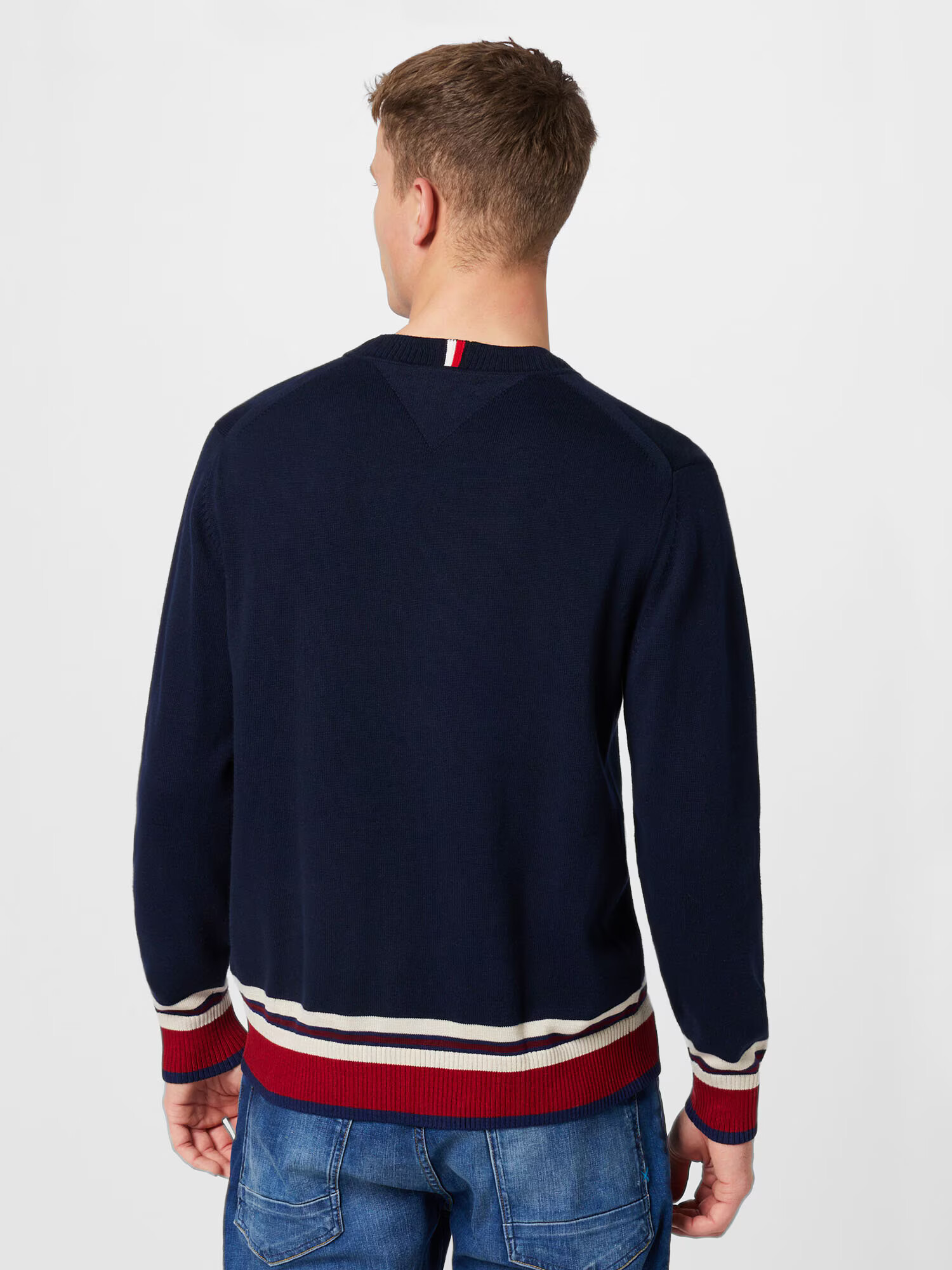 TOMMY HILFIGER Pulover nočno modra / rdeča / bela - Pepit.si