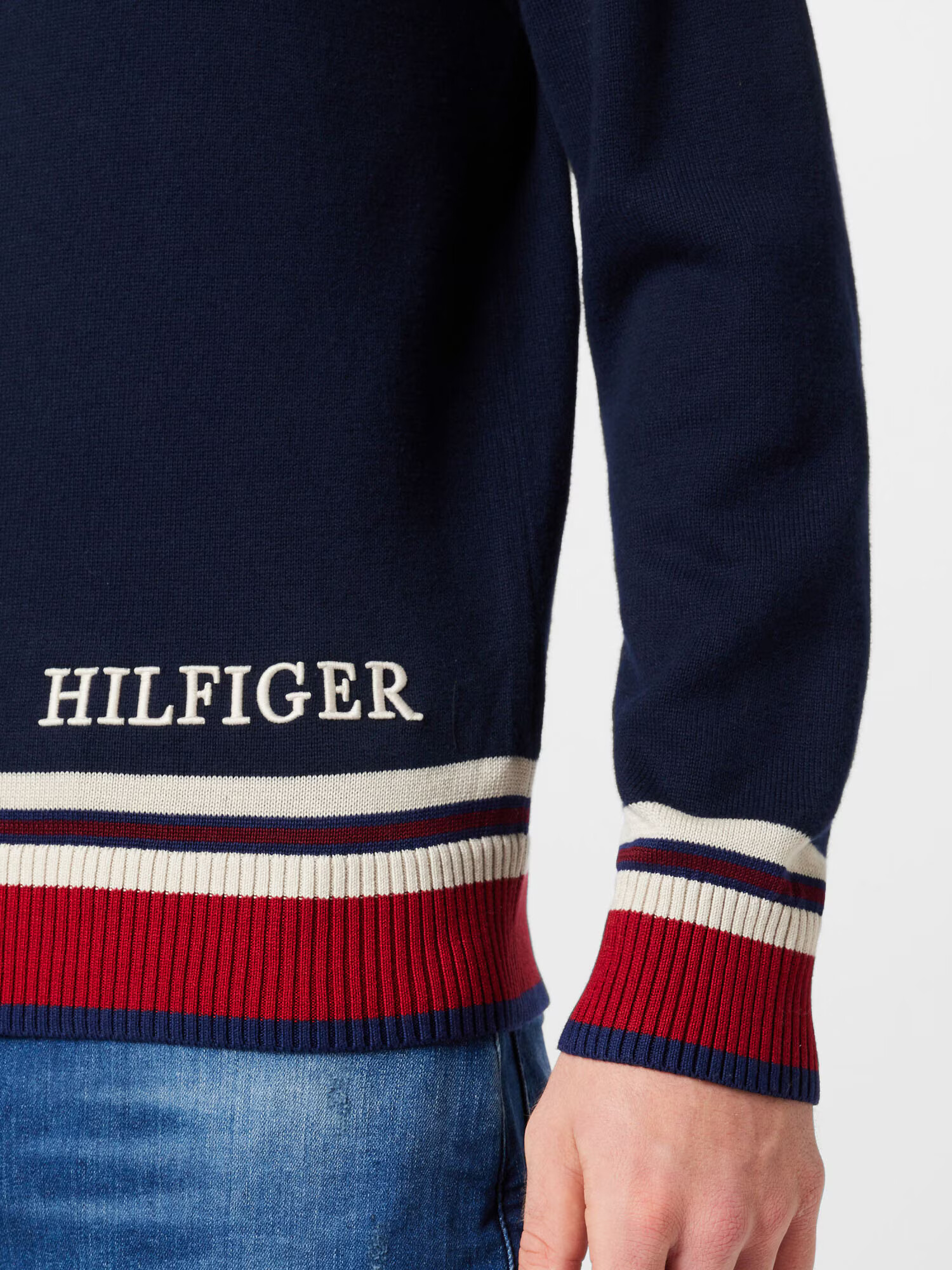 TOMMY HILFIGER Pulover nočno modra / rdeča / bela - Pepit.si