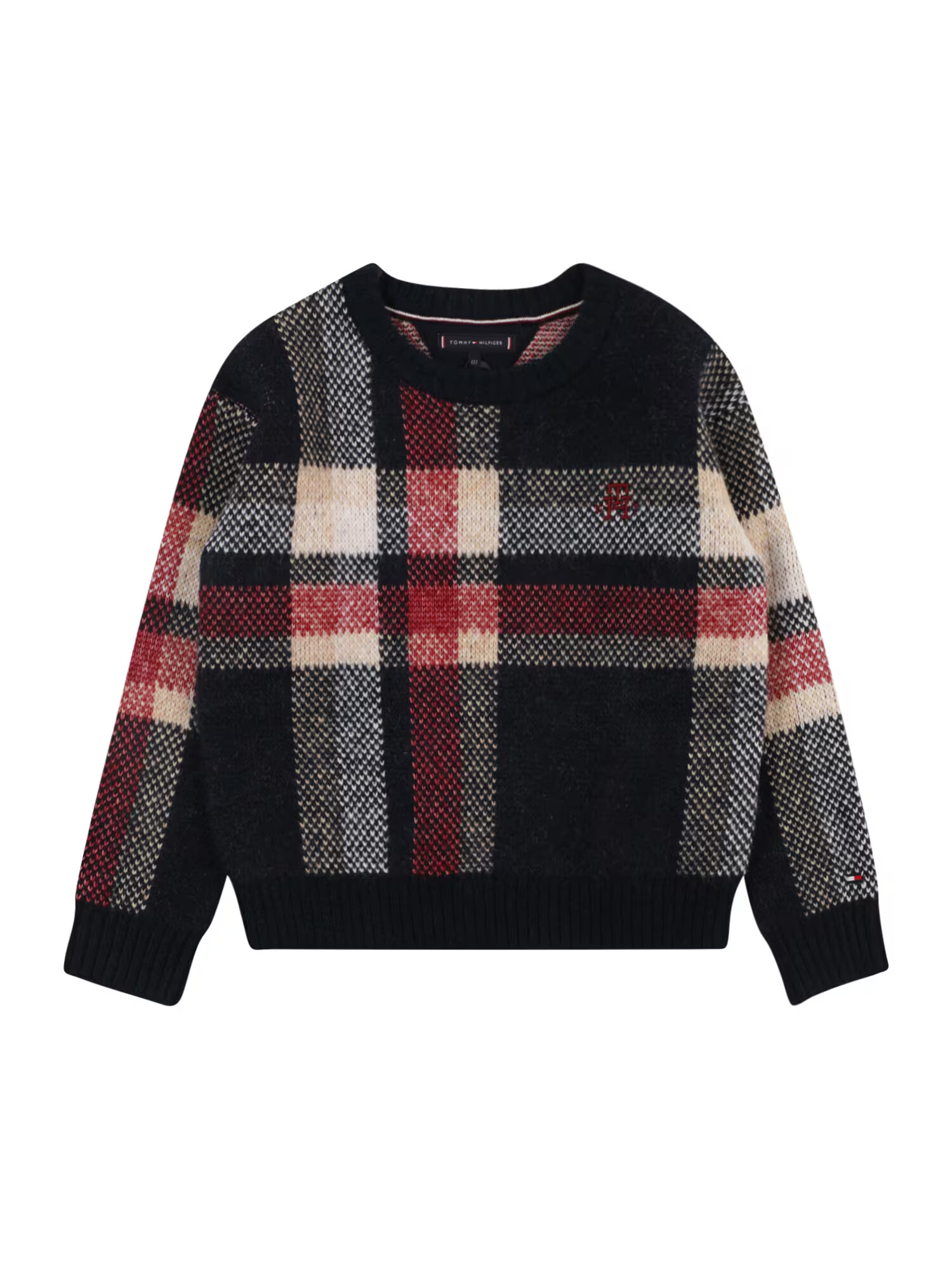 TOMMY HILFIGER Pulover progasto bež / temno modra / pegasto rdeča - Pepit.si