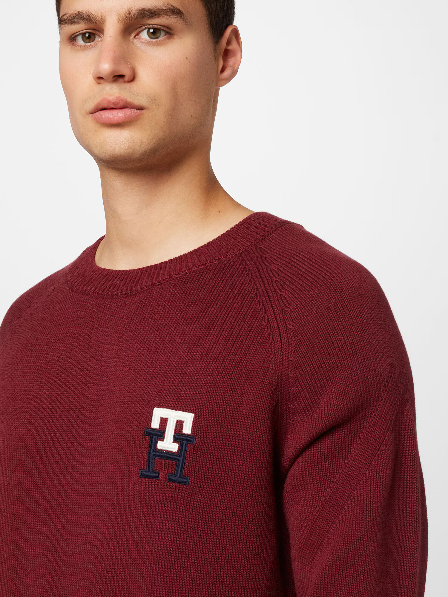 TOMMY HILFIGER Pulover mornarska / bordo / bela - Pepit.si