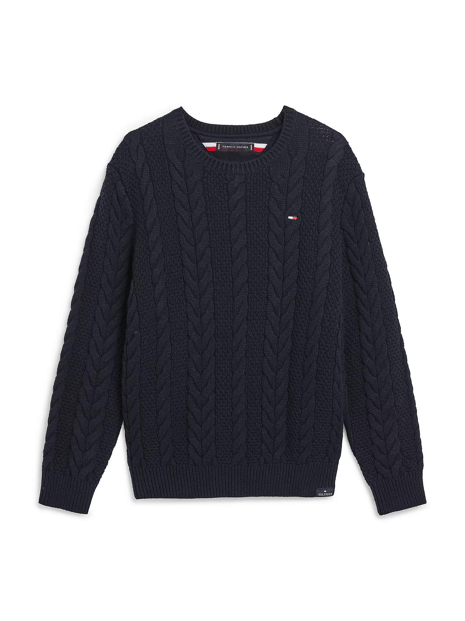 TOMMY HILFIGER Pulover temno modra / ognjeno rdeča / bela - Pepit.si