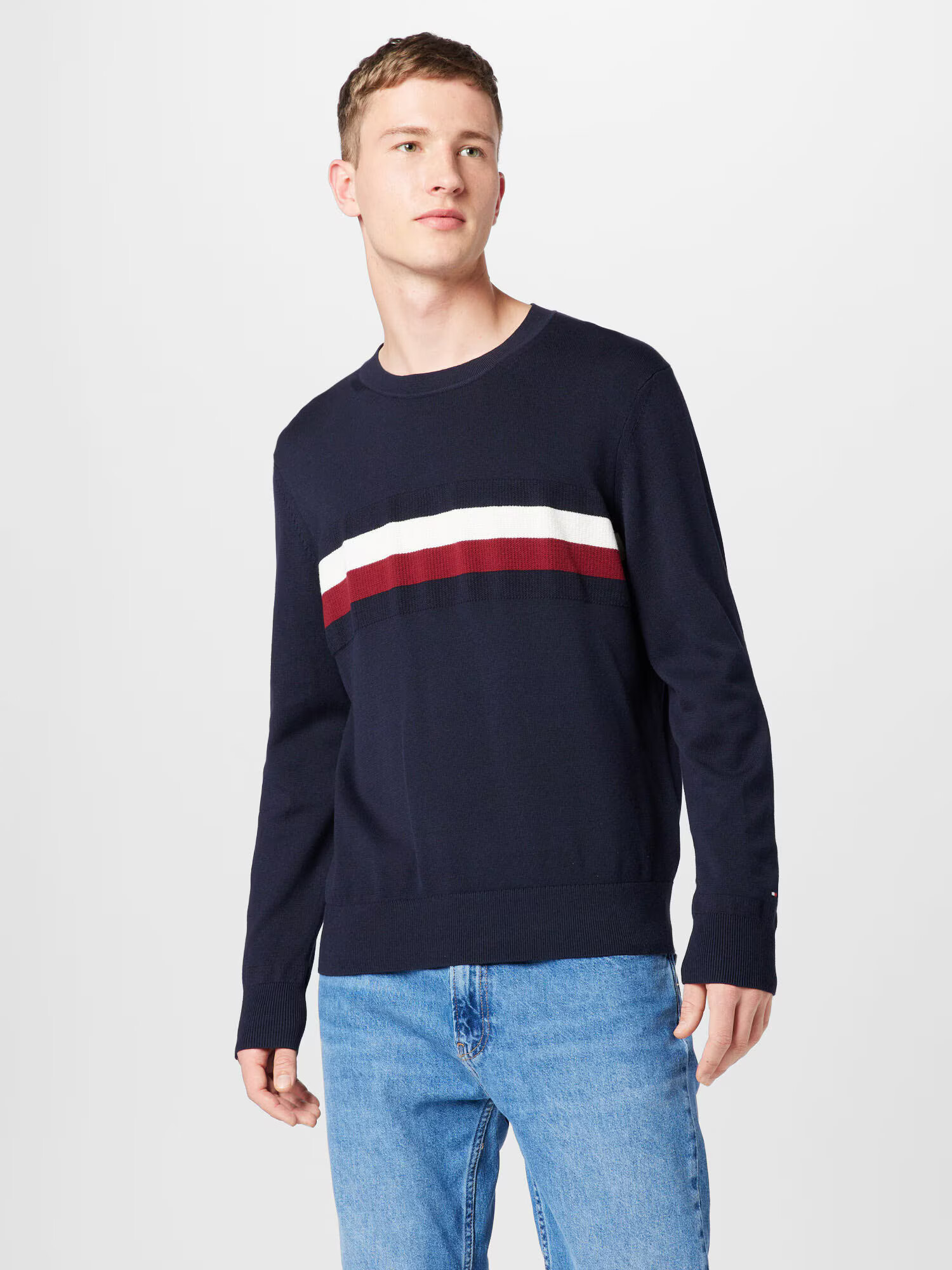 TOMMY HILFIGER Pulover temno modra / rdeča / bela - Pepit.si