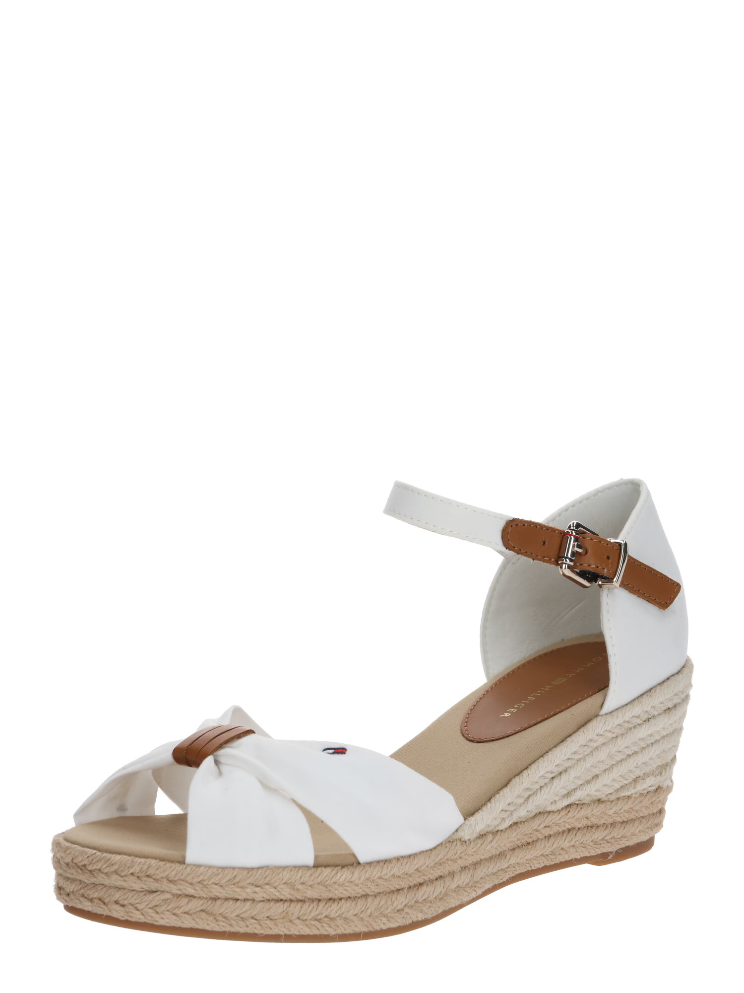 TOMMY HILFIGER Sandali 'BASIC OPEN TOE MID WEDGE' rjava / bela - Pepit.si