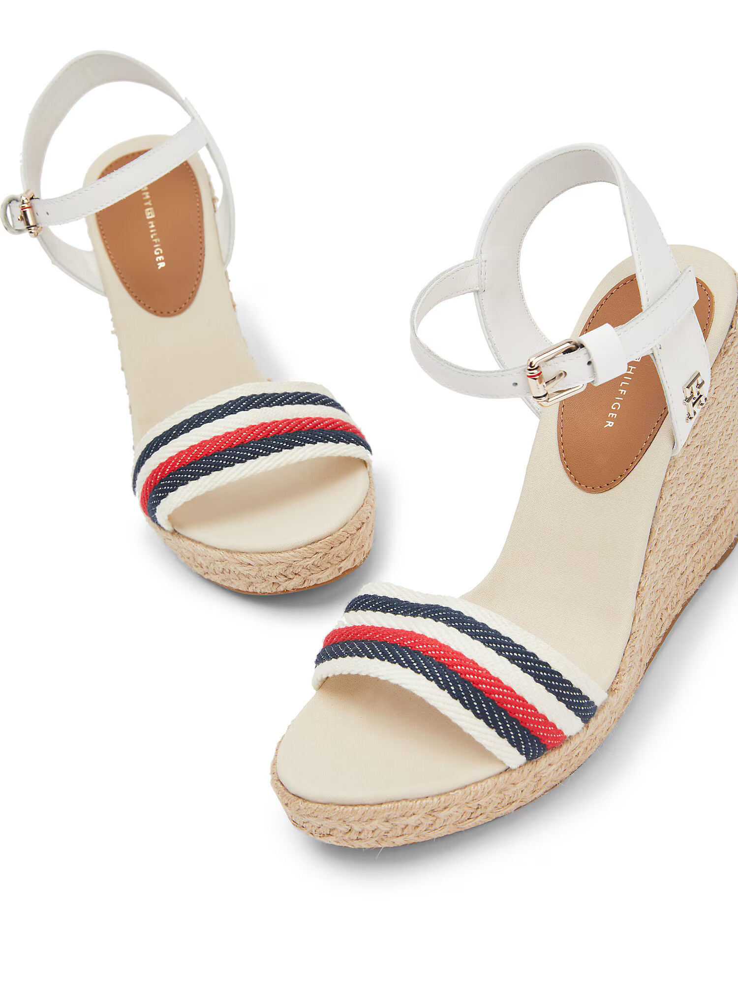 TOMMY HILFIGER Sandali ecru / nočno modra / rdeča - Pepit.si