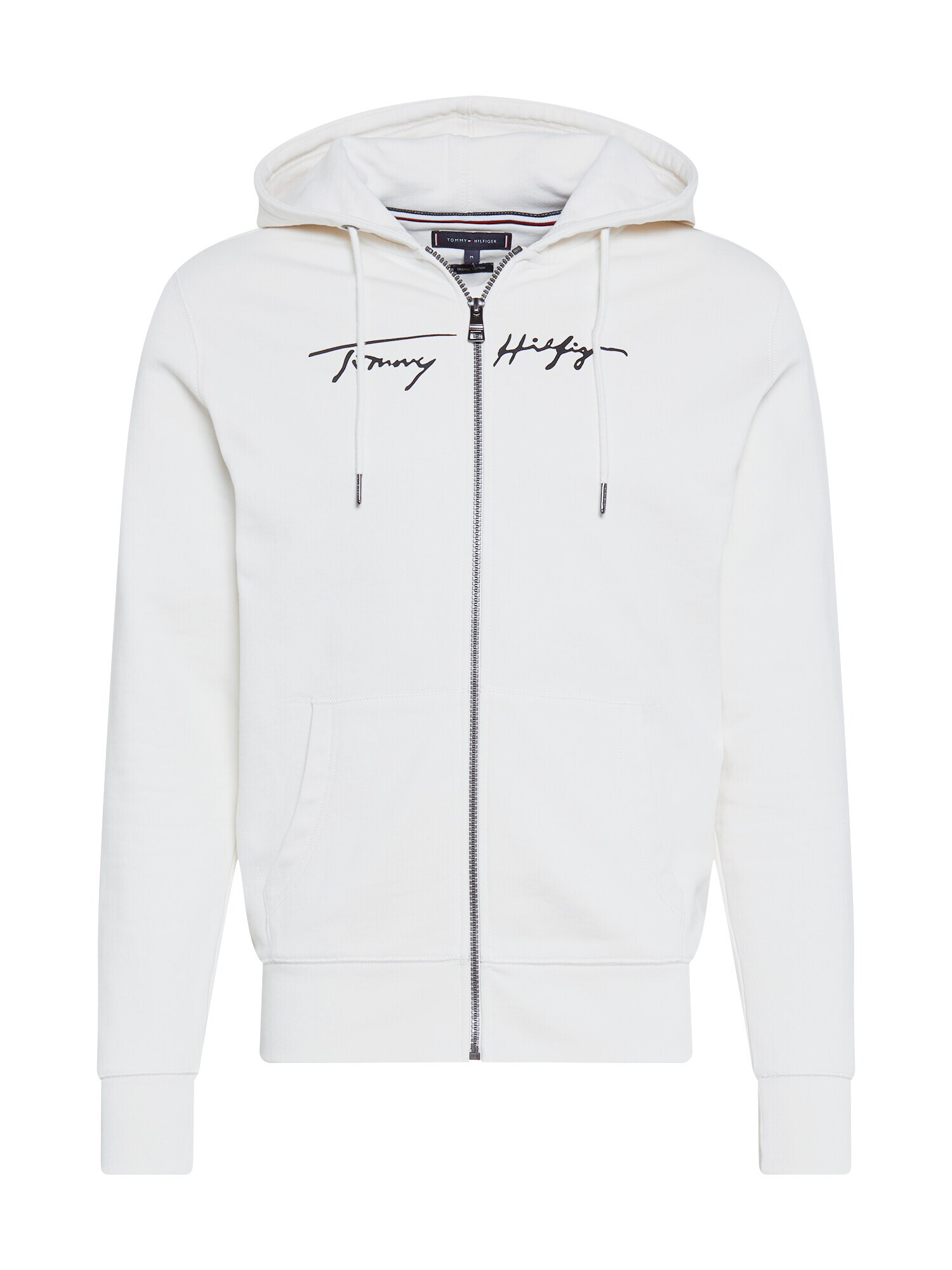 TOMMY HILFIGER Sweatjacke ' X ABOUT YOU SIGNATURE' slonovina / nočno modra - Pepit.si