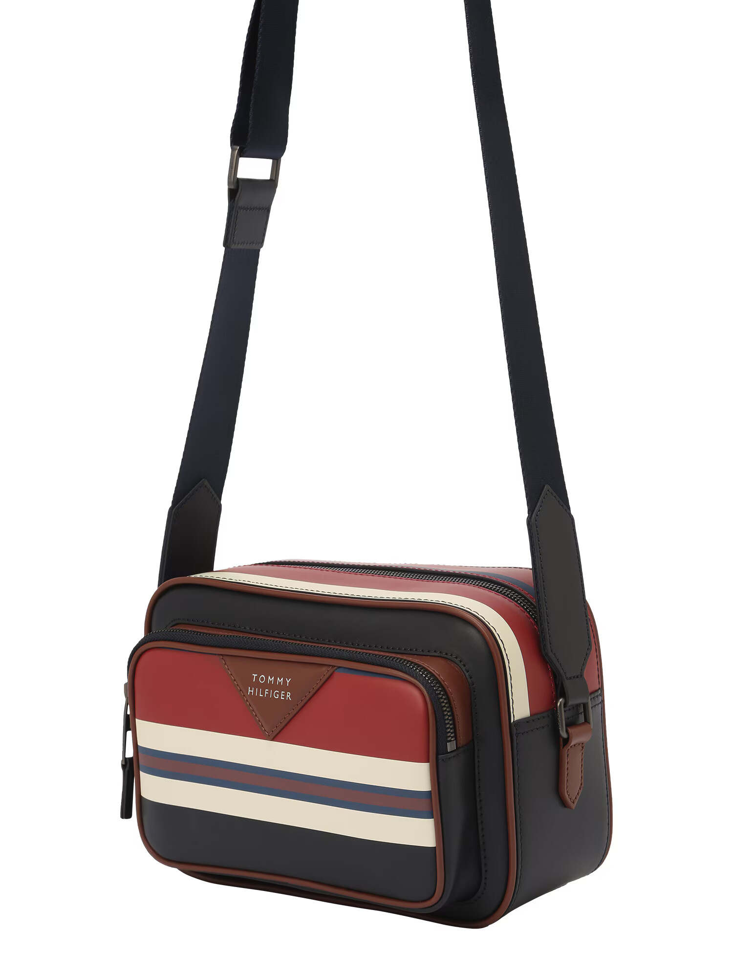 TOMMY HILFIGER Torba za čez ramo marine / rjava / rdeča / črna - Pepit.si