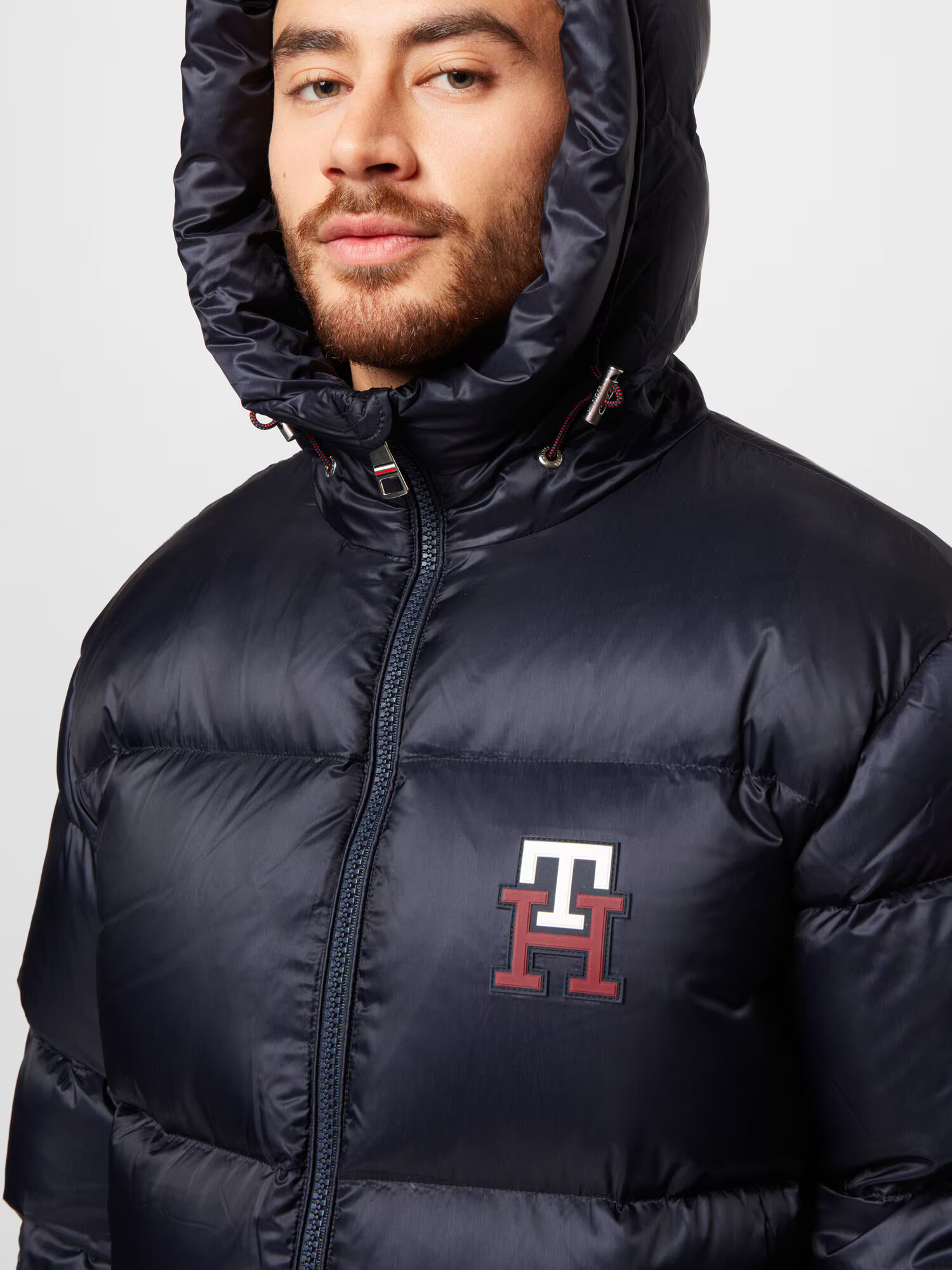 TOMMY HILFIGER Zimska jakna mornarska / češnjevo rdeča / bela - Pepit.si