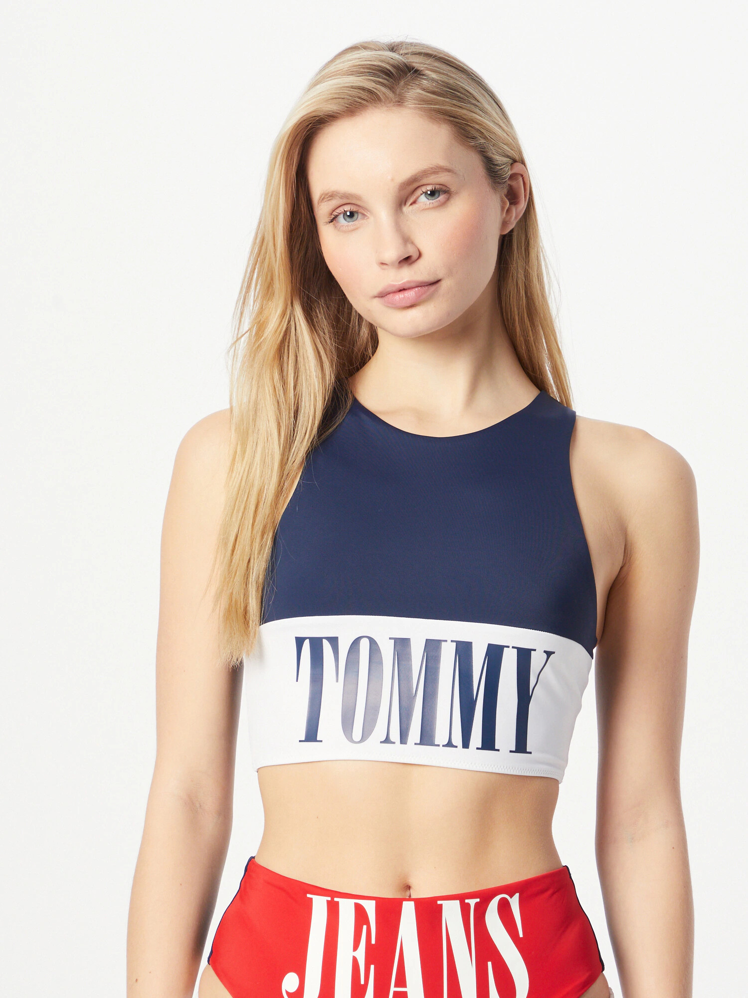 Tommy Jeans Bikini zgornji del mornarska / bela - Pepit.si