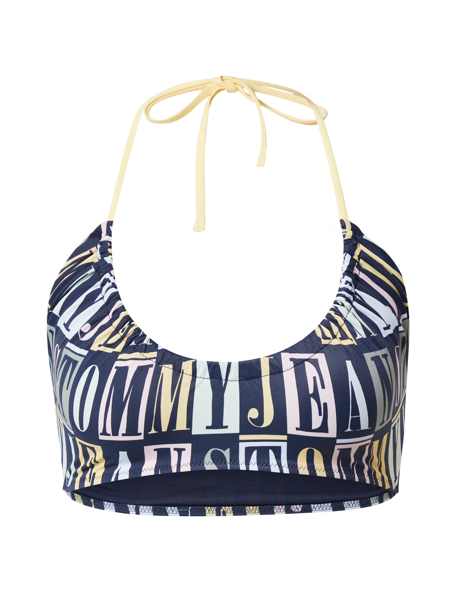 Tommy Jeans Bikini zgornji del svetlo rumena / črna / bela - Pepit.si