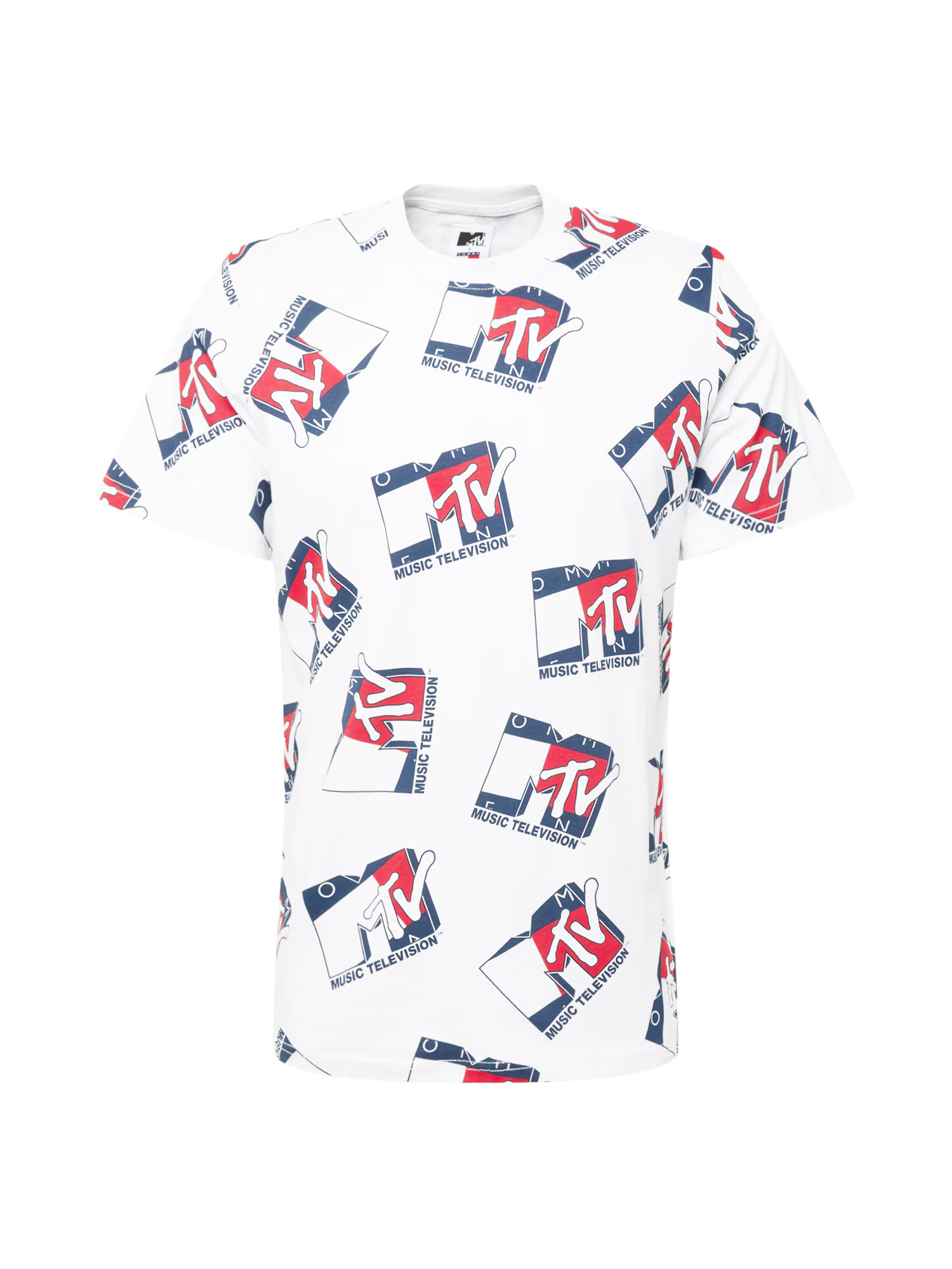 Tommy Jeans Majica 'ABO TJU X MTV SS TEE 2' bela / rdeča / temno modra - Pepit.si