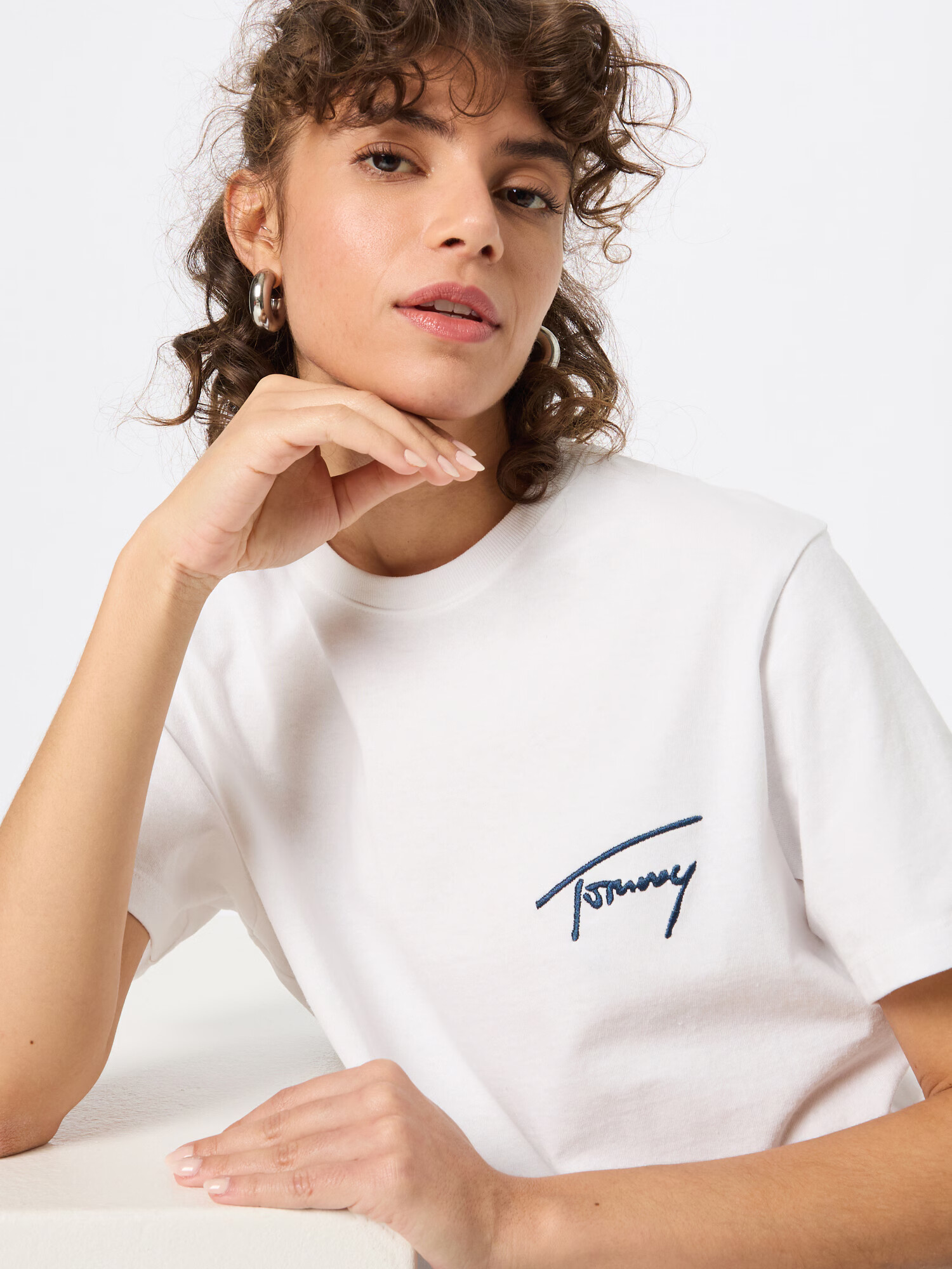 Tommy Jeans Majica mornarska / ognjeno rdeča / bela - Pepit.si