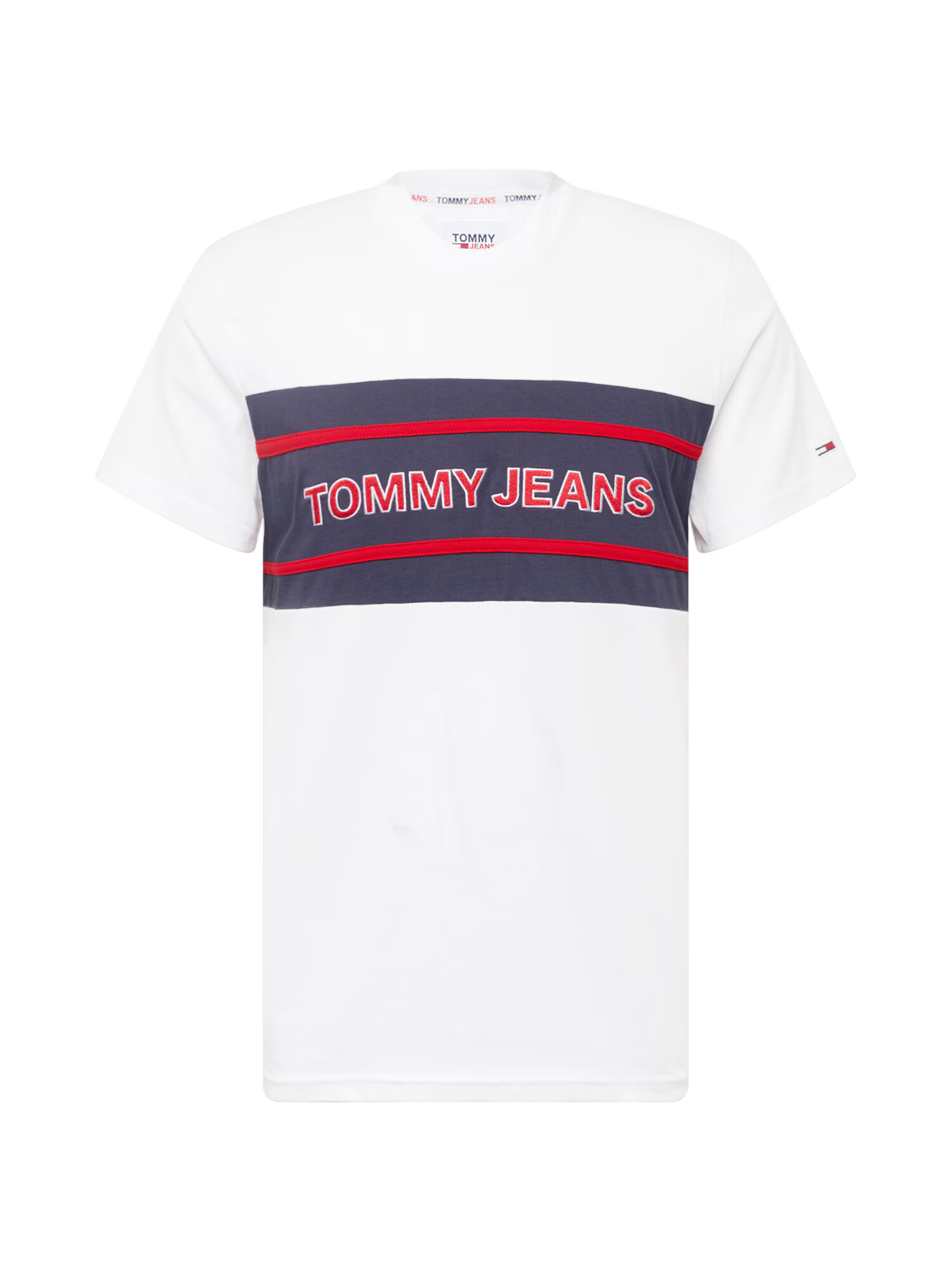 Tommy Jeans Majica bela / temno modra / rdeča - Pepit.si