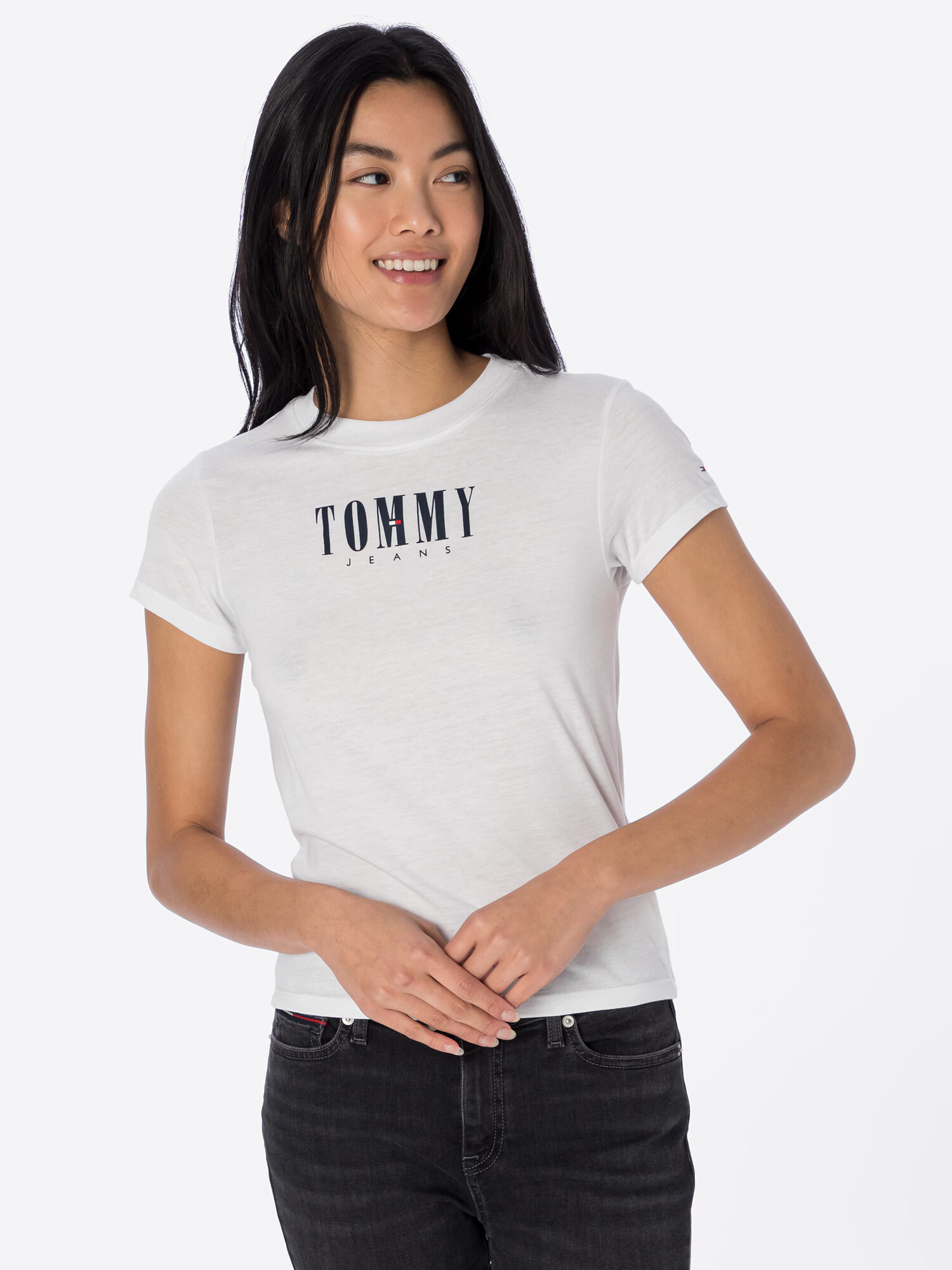 Tommy Jeans Majica črna / bela - Pepit.si