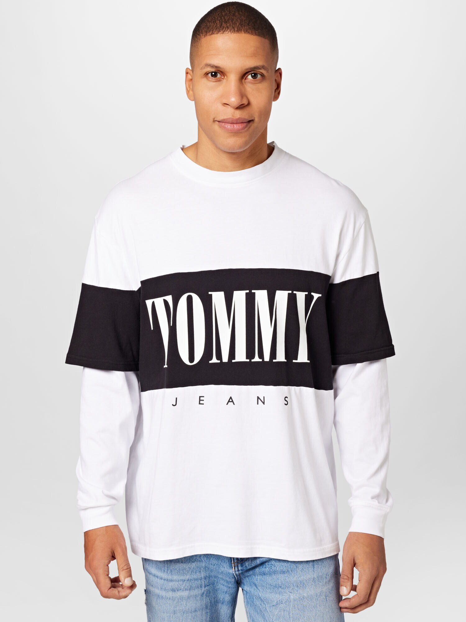 Tommy Jeans Majica črna / bela - Pepit.si