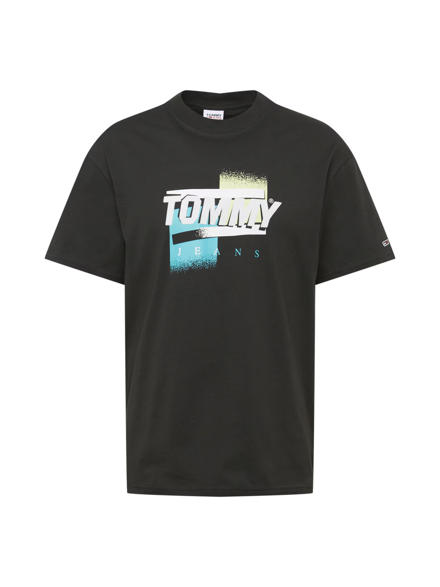 Tommy Jeans Majica črna / bela / voda - Pepit.si