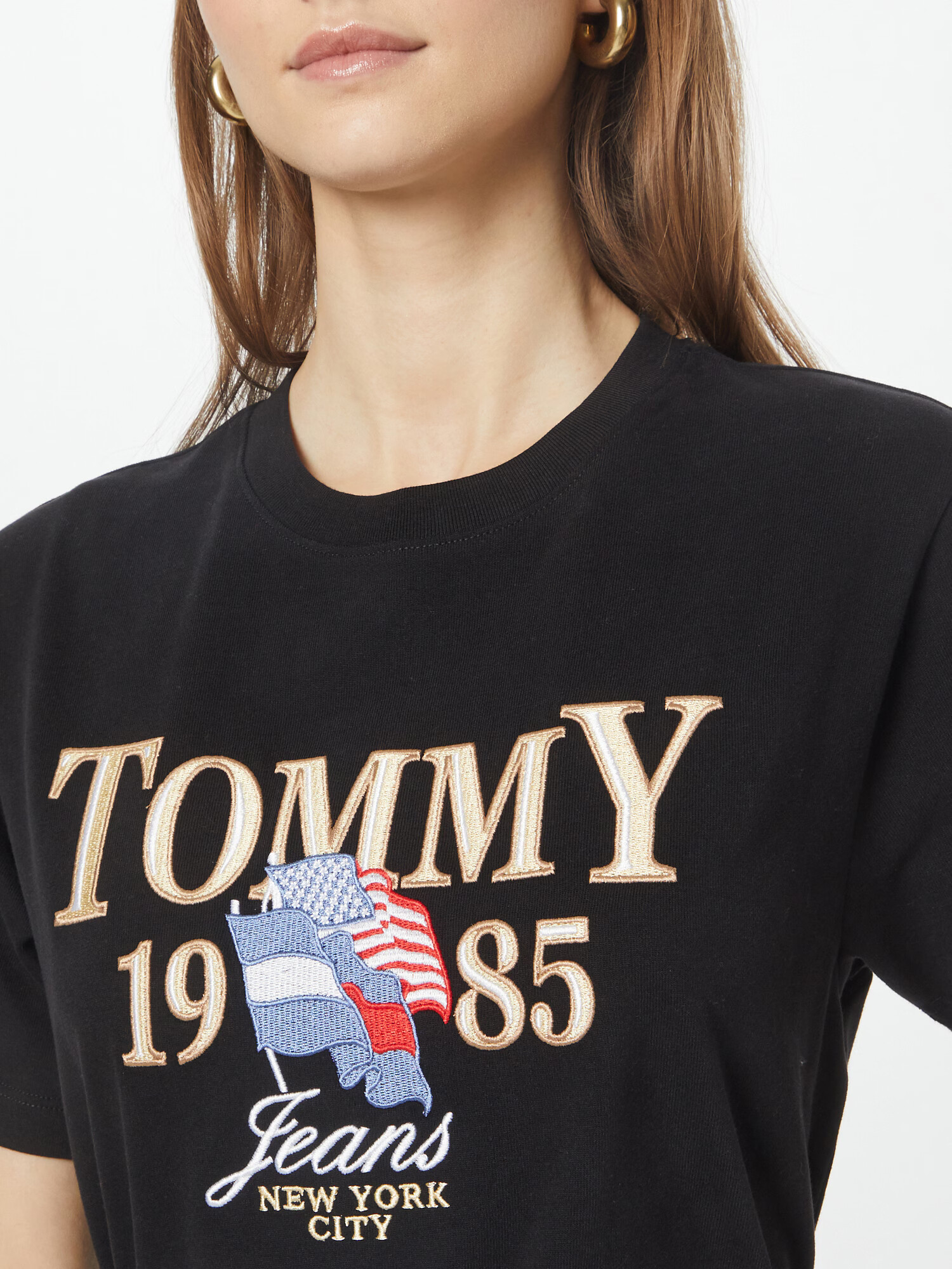 Tommy Jeans Majica dimno modra / zlata / rdeča / črna - Pepit.si