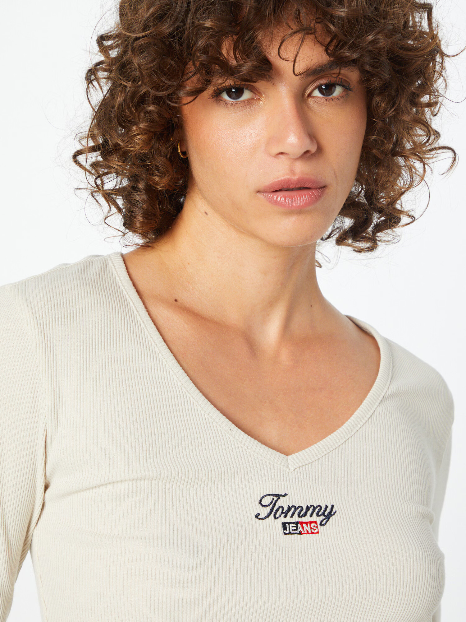 Tommy Jeans Majica kremna / mornarska / rdeča - Pepit.si