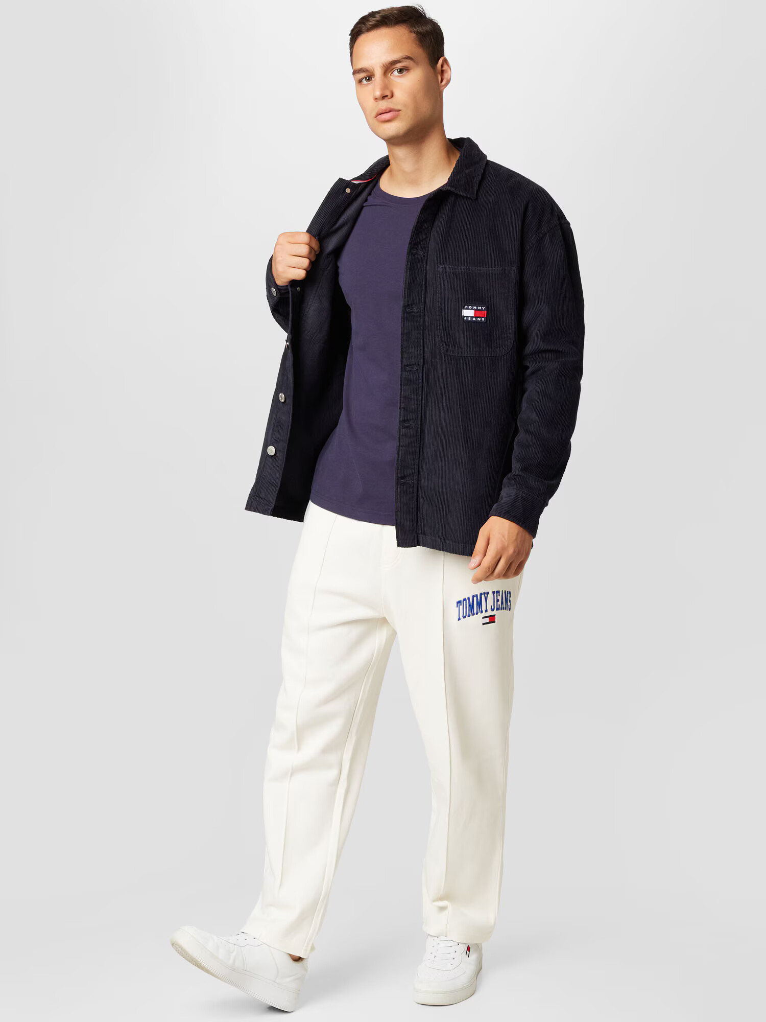 Tommy Jeans Majica marine / pegasto siva / živo rdeča / bela - Pepit.si