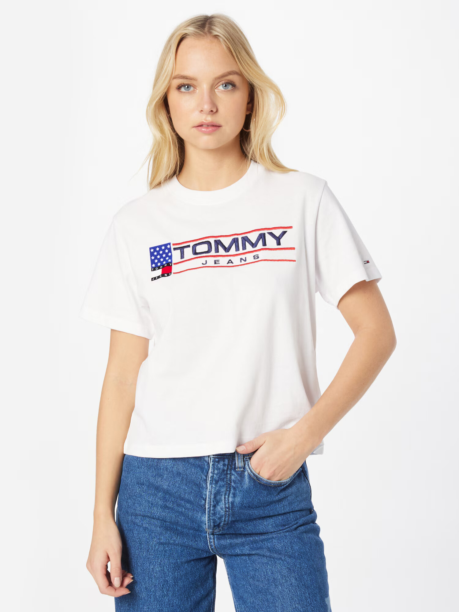 Tommy Jeans Majica 'MODERN SPORT' mornarska / rdeča / bela - Pepit.si