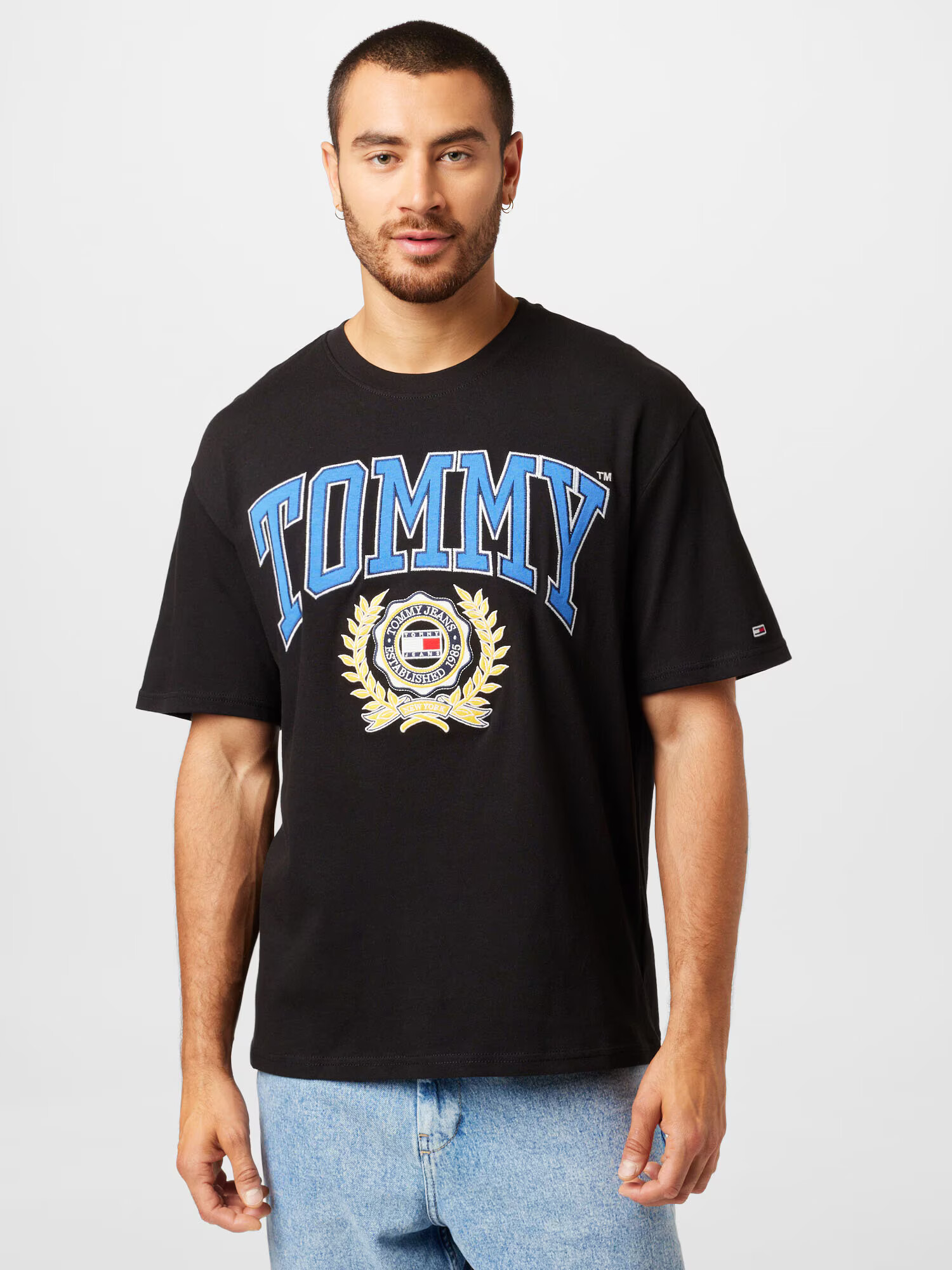 Tommy Jeans Majica modra / svetlo rumena / črna - Pepit.si