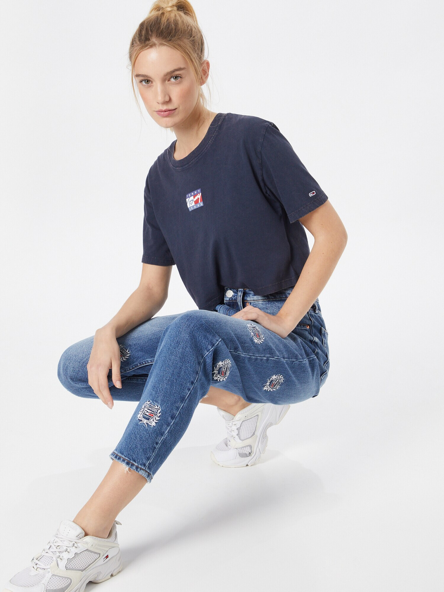 Tommy Jeans Majica mornarska / kraljevo modra / svetlo modra / ognjeno rdeča / bela - Pepit.si