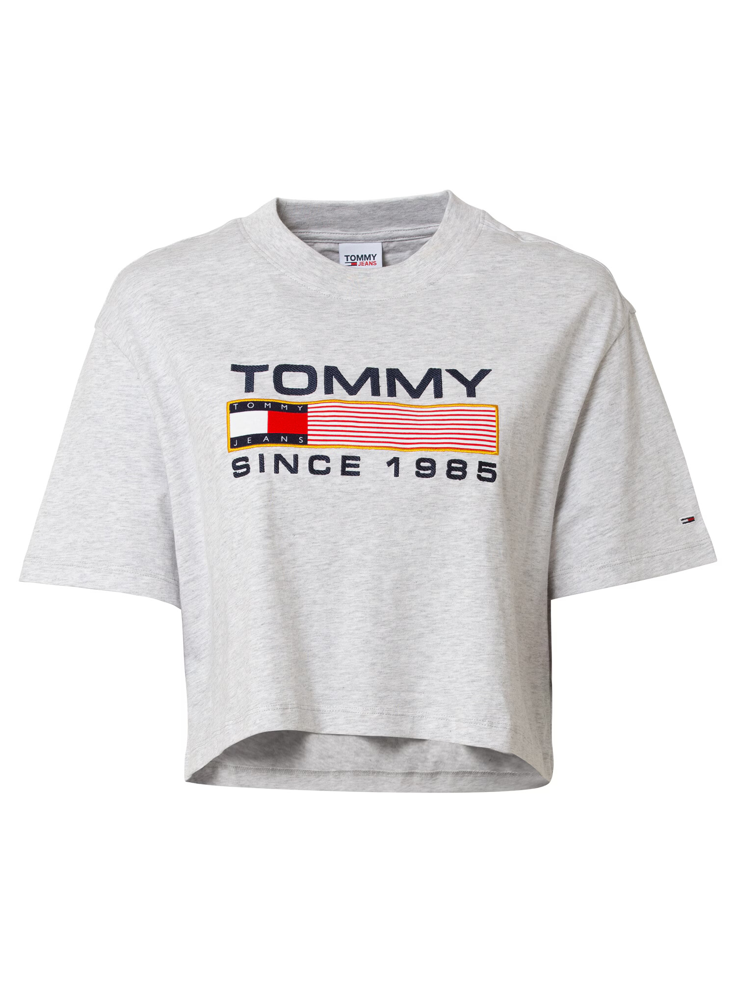 Tommy Jeans Majica mornarska / pegasto siva / rdeča / bela - Pepit.si