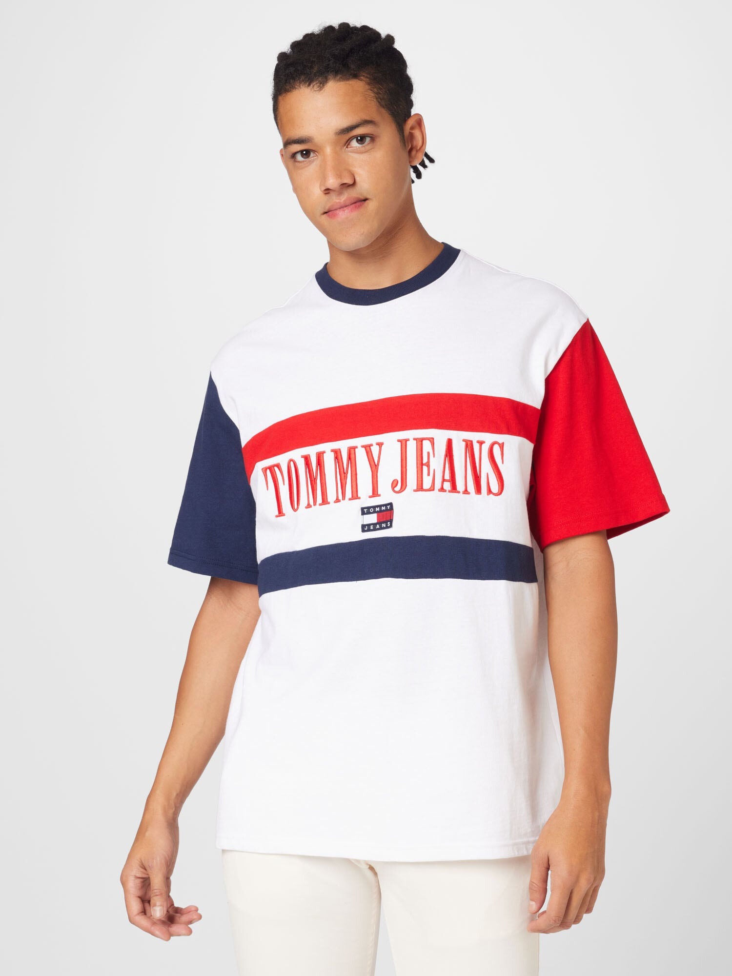 Tommy Jeans Majica mornarska / rdeča / bela - Pepit.si