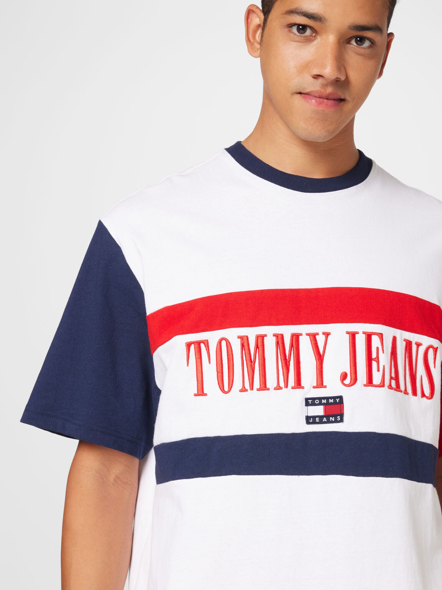 Tommy Jeans Majica mornarska / rdeča / bela - Pepit.si