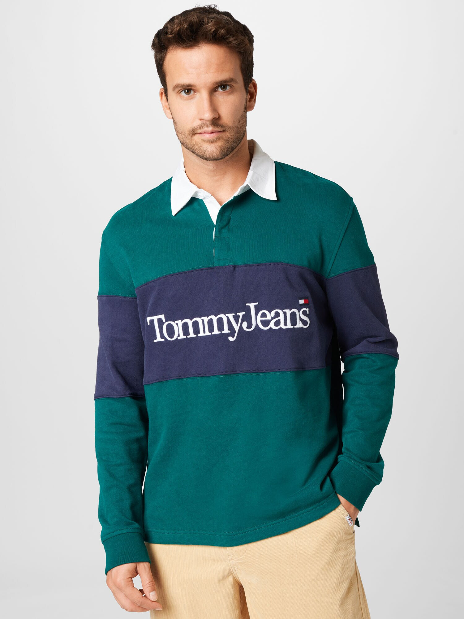 Tommy Jeans Majica mornarska / smaragd / rdeča / bela - Pepit.si