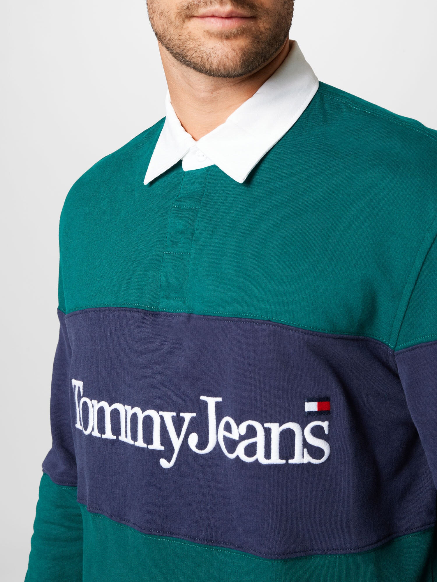 Tommy Jeans Majica mornarska / smaragd / rdeča / bela - Pepit.si