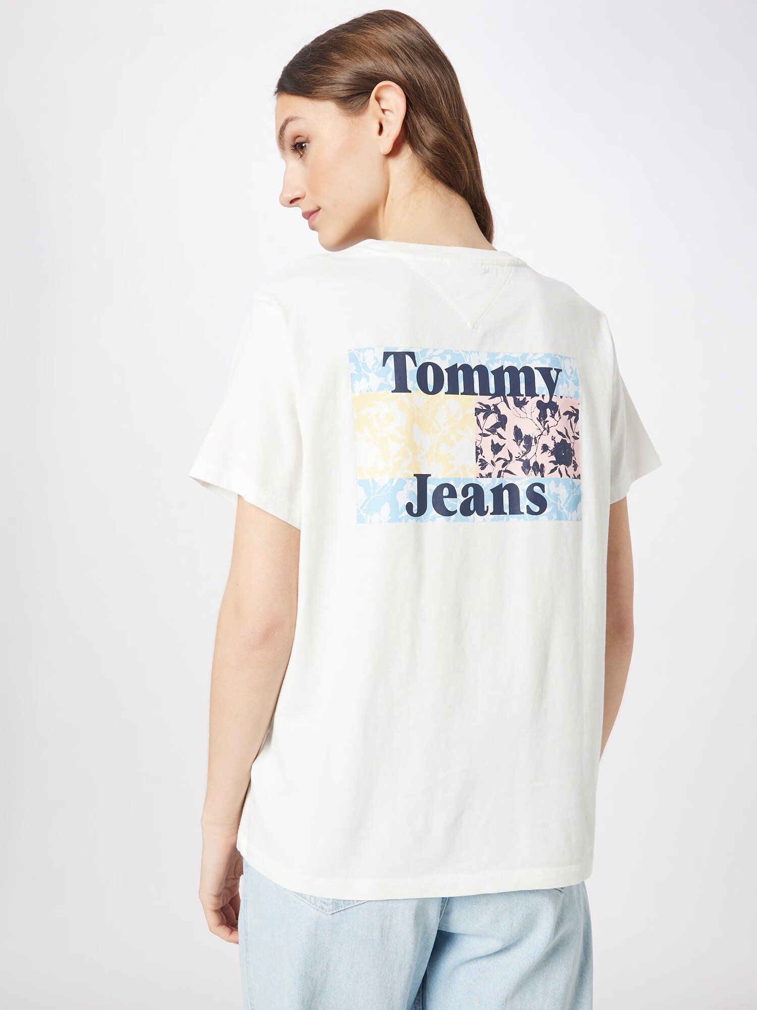 Tommy Jeans Majica mornarska / svetlo modra / pastelno roza / bela - Pepit.si