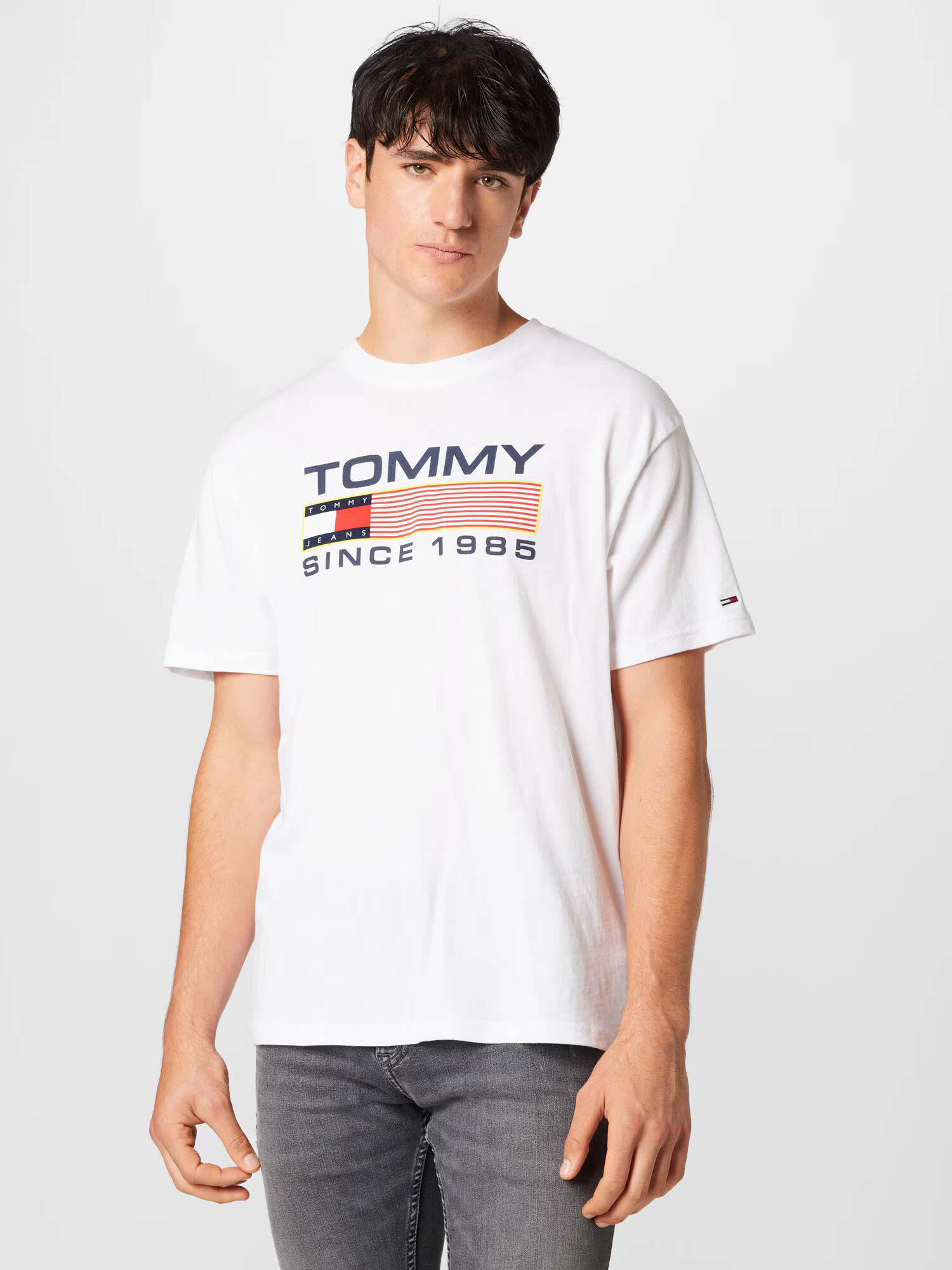 Tommy Jeans Majica mornarska / svetlo rumena / svetlo rdeča / bela - Pepit.si