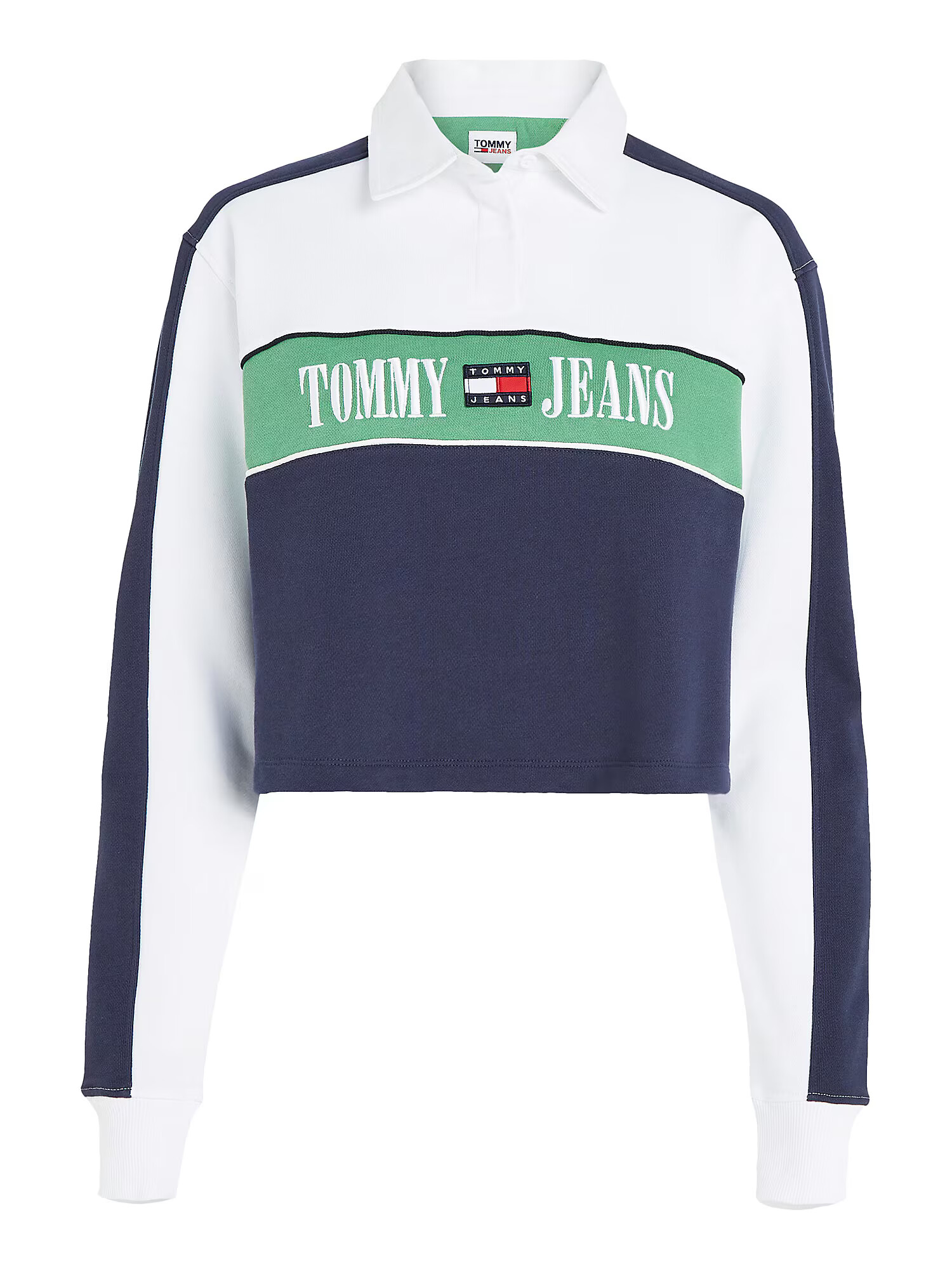 Tommy Jeans Majica mornarska / zelena / bela - Pepit.si