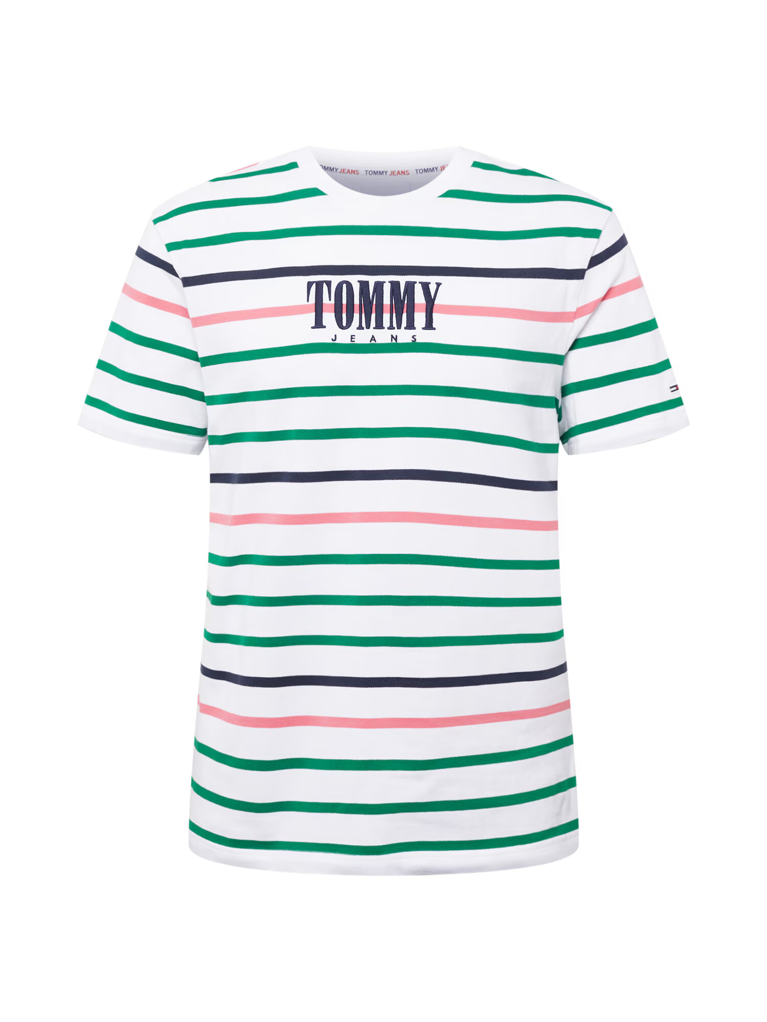 Tommy Jeans Majica mornarska / zelena / roza / bela - Pepit.si