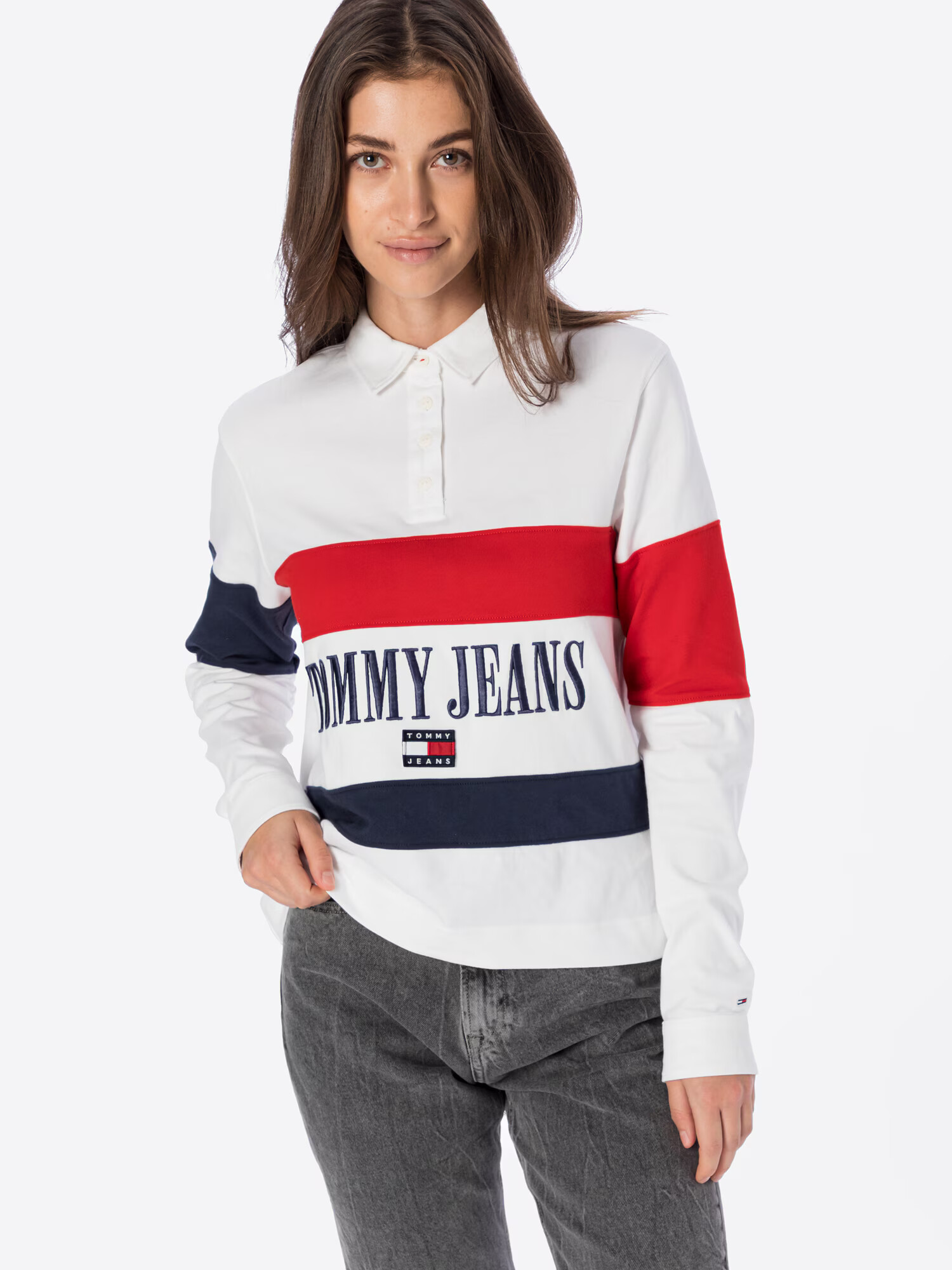 Tommy Jeans Majica nočno modra / rdeča / bela - Pepit.si